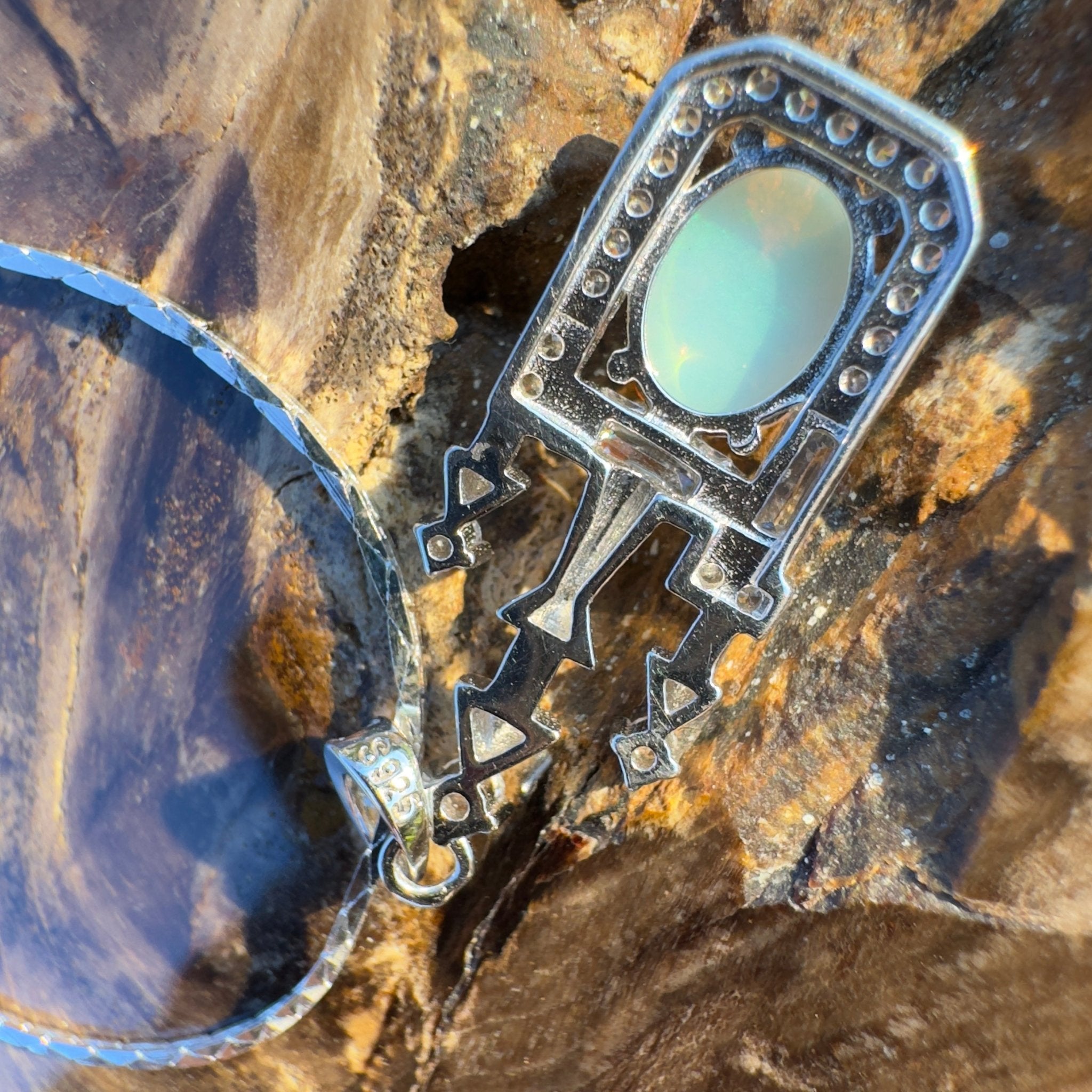 Castle Grace ~ Handcrafted 0.8ct Coober Pedy Opal Pendant – Silver Radiance.