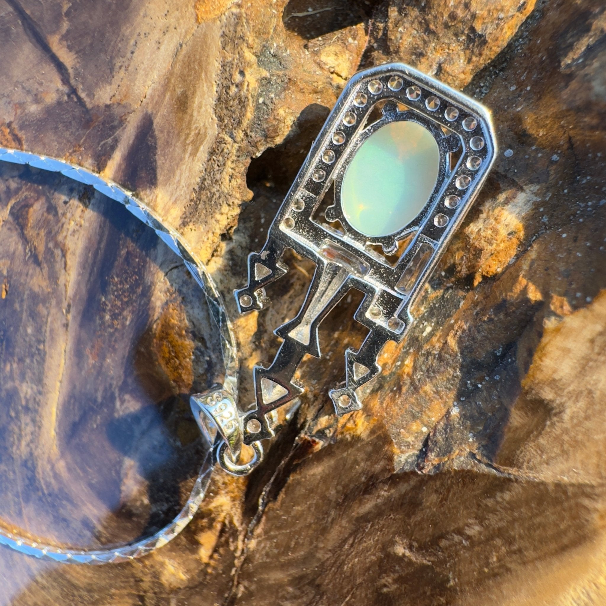 Castle Grace ~ Handcrafted 0.8ct Coober Pedy Opal Pendant – Silver Radiance.