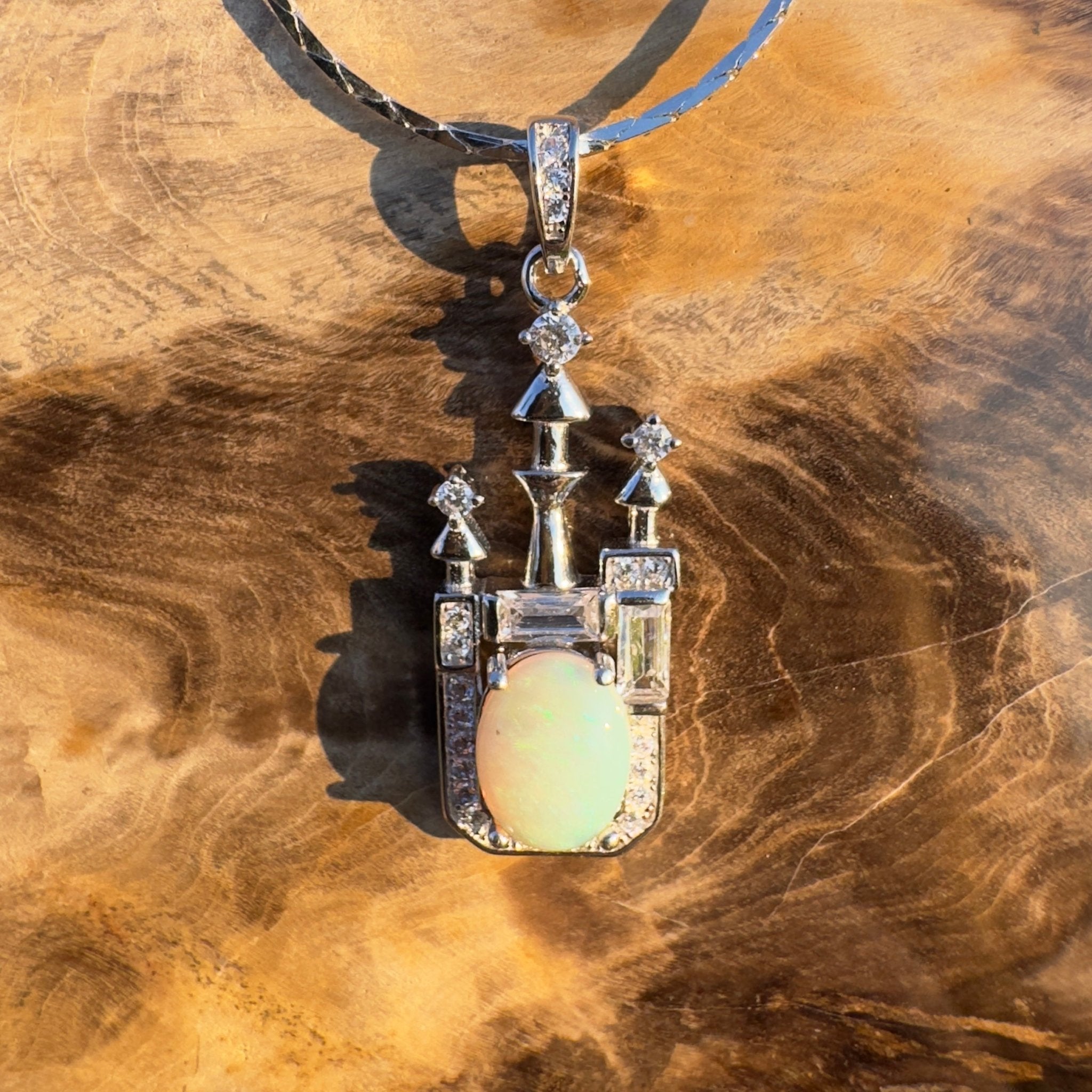 Castle Grace ~ Handcrafted 0.8ct Coober Pedy Opal Pendant – Silver Radiance.