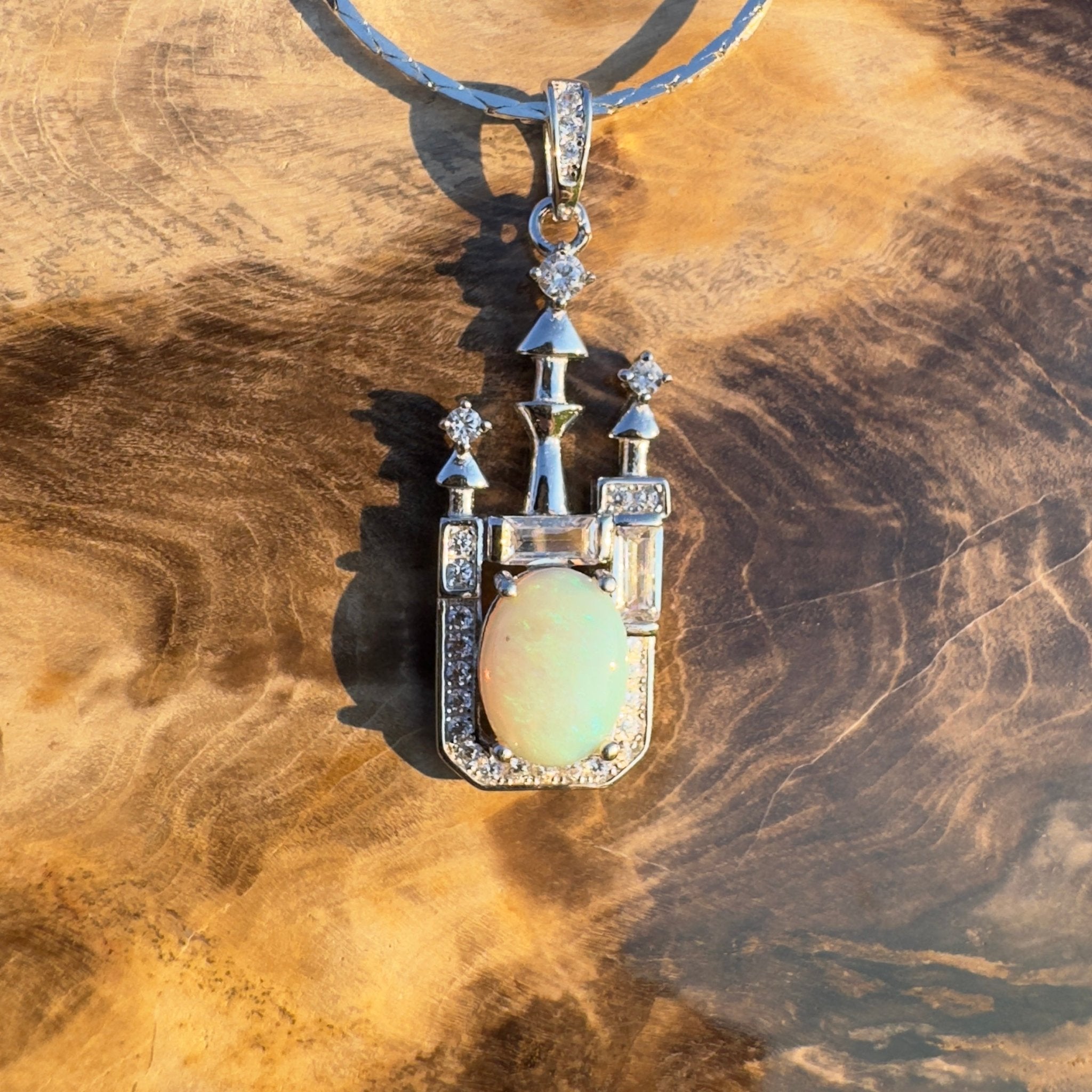 Castle Grace ~ Handcrafted 0.8ct Coober Pedy Opal Pendant – Silver Radiance.