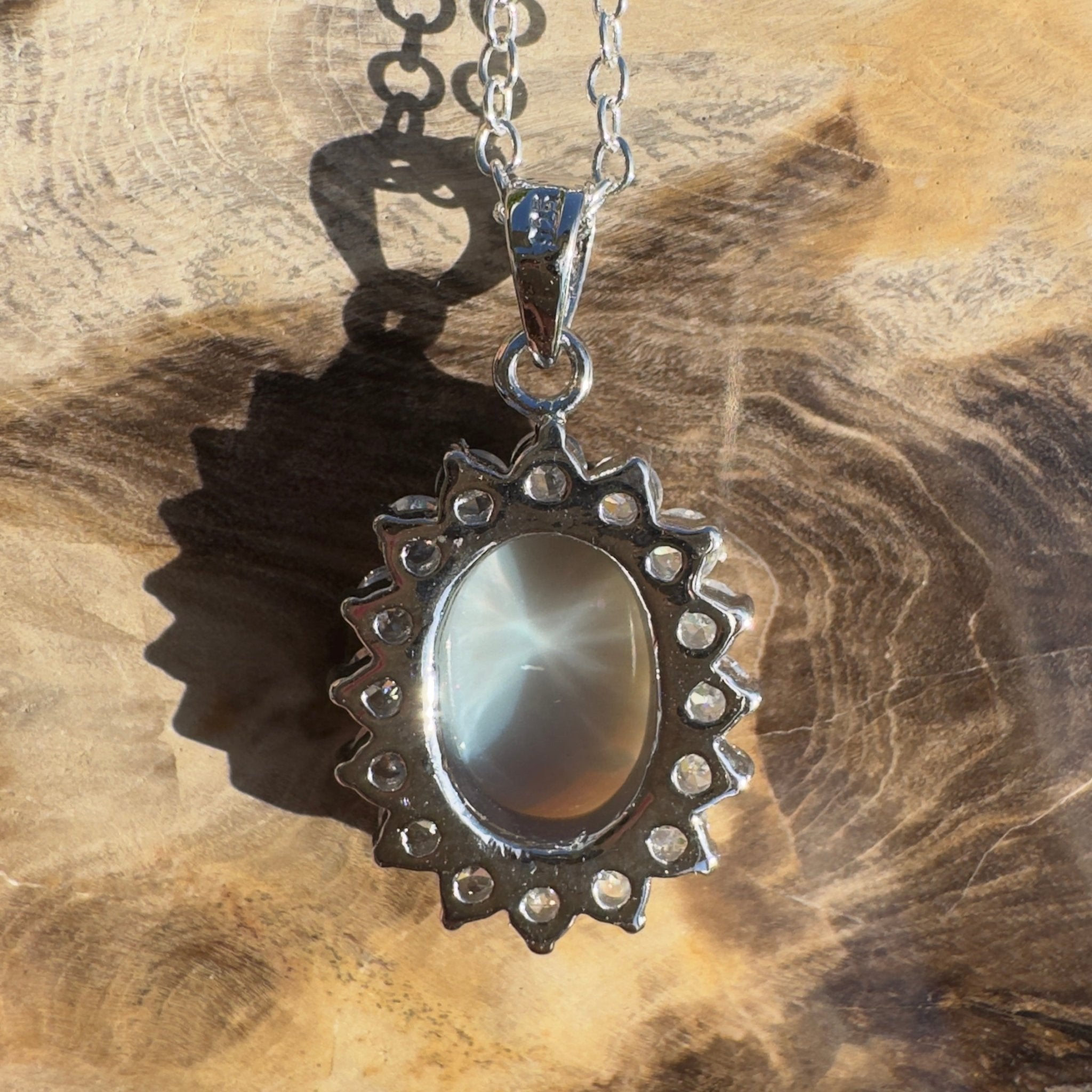 Celestial Halo ~ 2.3ct Lightning Ridge Crystal Opal 925 Silver Pendant