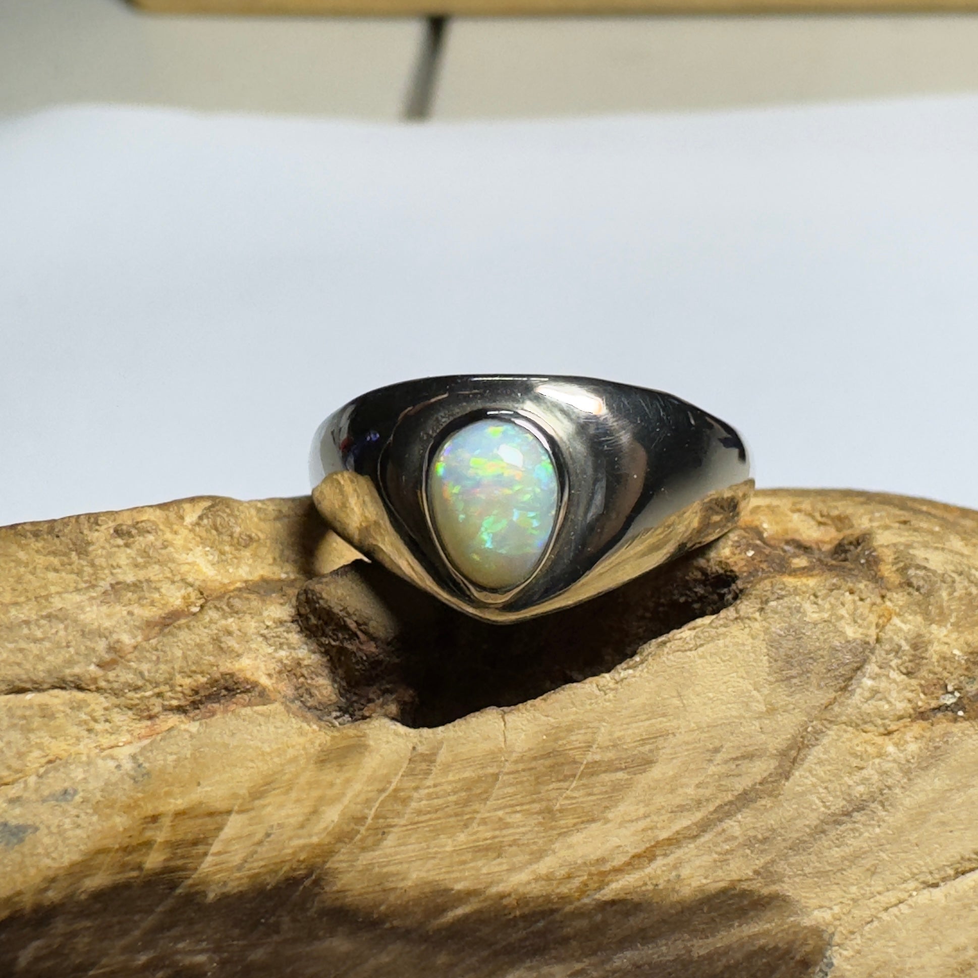 Clifton Breeze ~ 0.6ct Solid Lightning Ridge Opal 925 Silver Ring