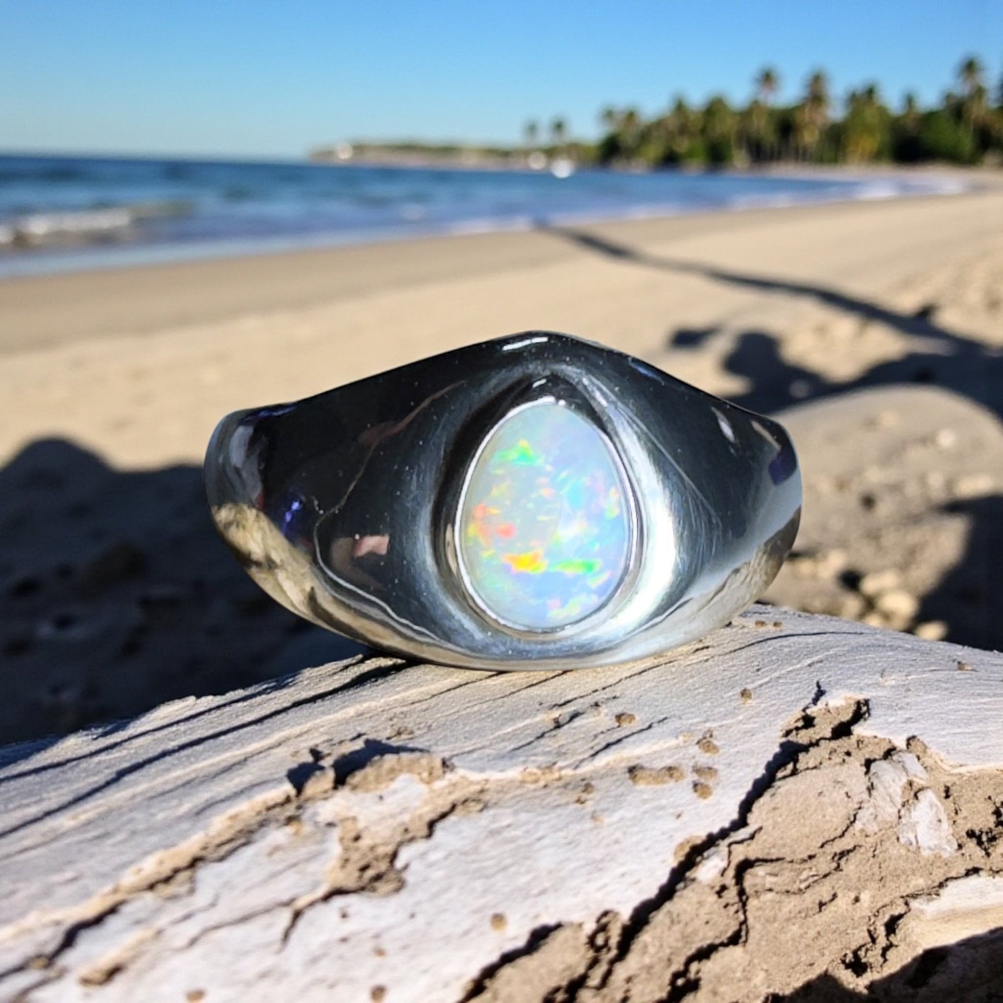 Clifton Breeze ~ 0.6ct Solid Lightning Ridge Opal 925 Silver Ring