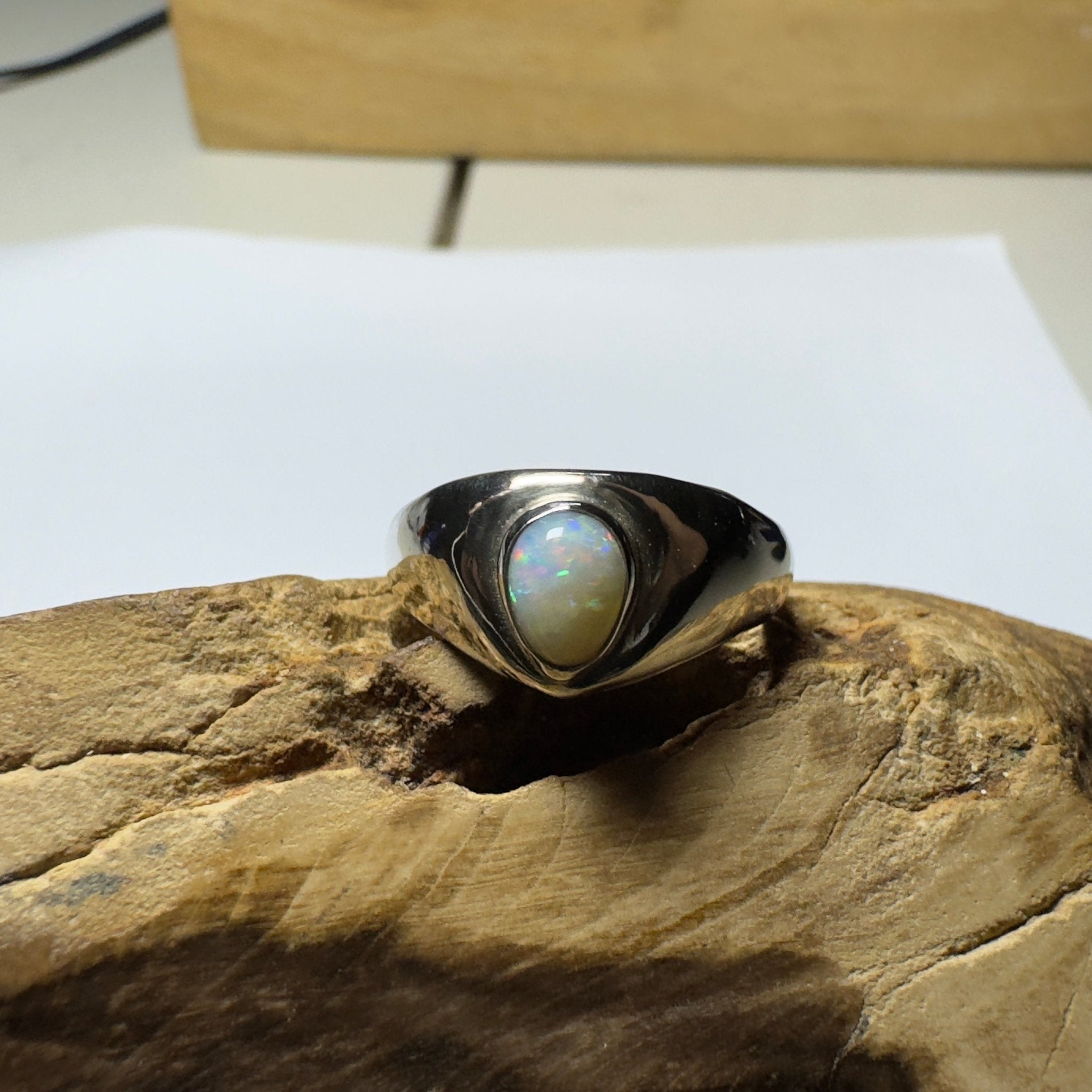 Clifton Breeze ~ 0.6ct Solid Lightning Ridge Opal 925 Silver Ring
