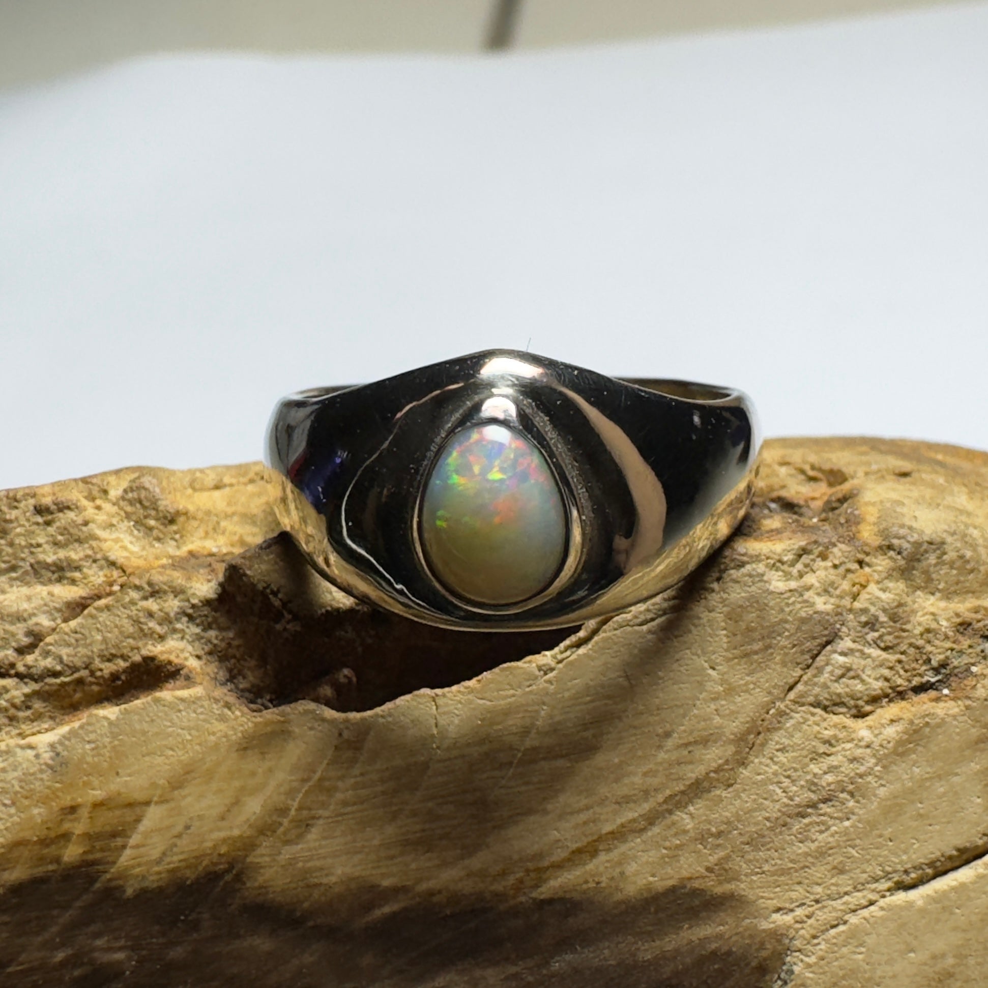 Clifton Breeze ~ 0.6ct Solid Lightning Ridge Opal 925 Silver Ring