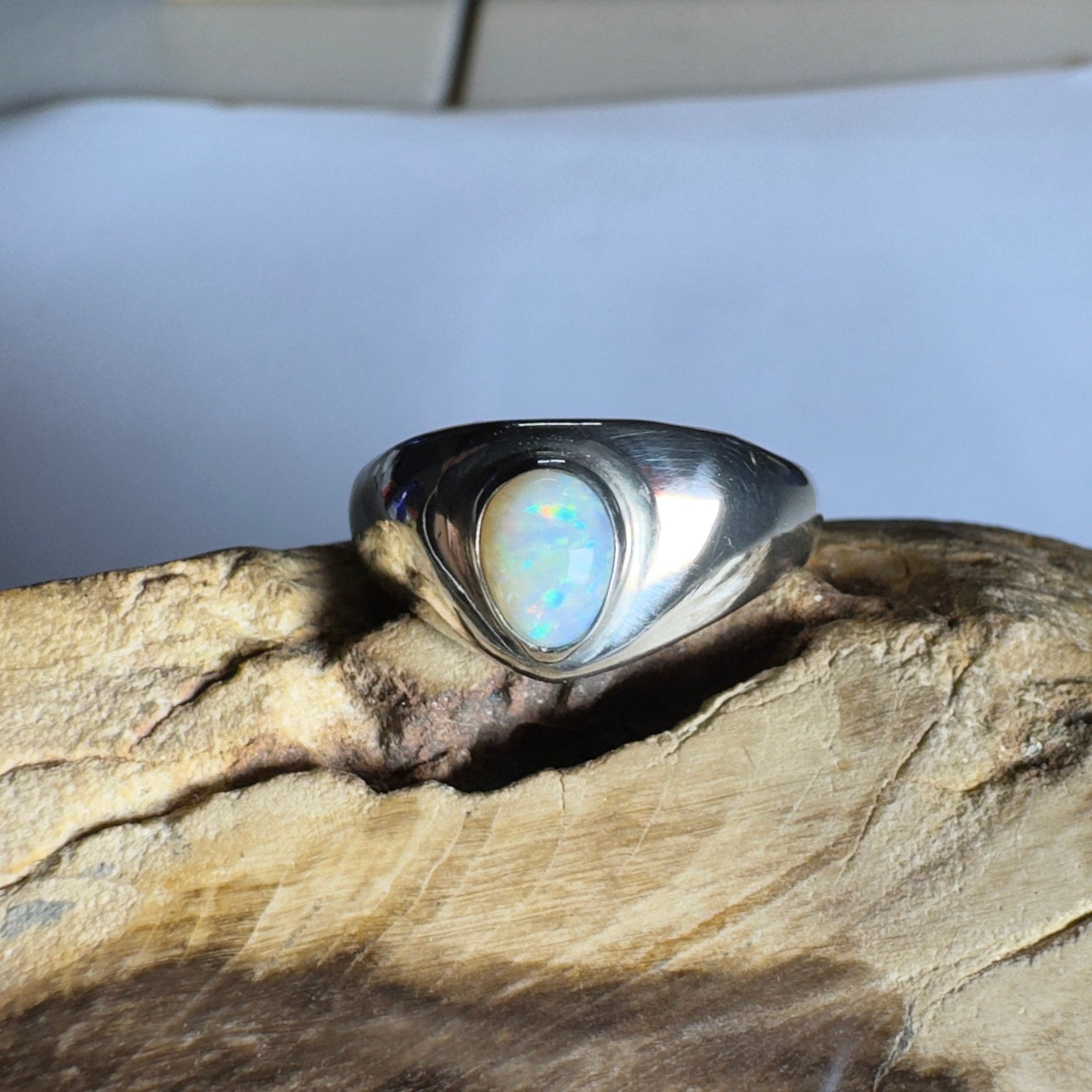 Clifton Breeze ~ 0.6ct Solid Lightning Ridge Opal 925 Silver Ring
