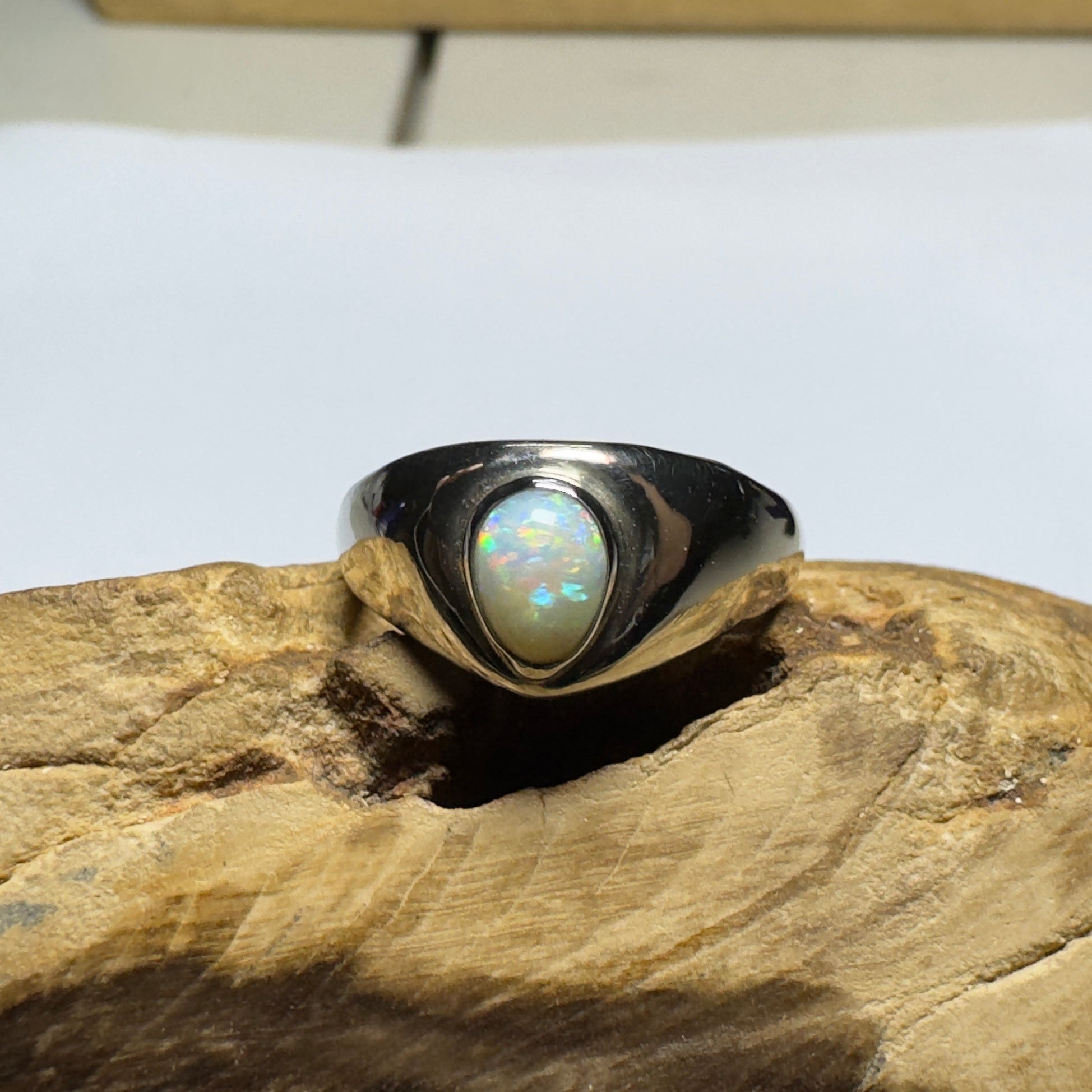 Clifton Breeze ~ 0.6ct Solid Lightning Ridge Opal 925 Silver Ring
