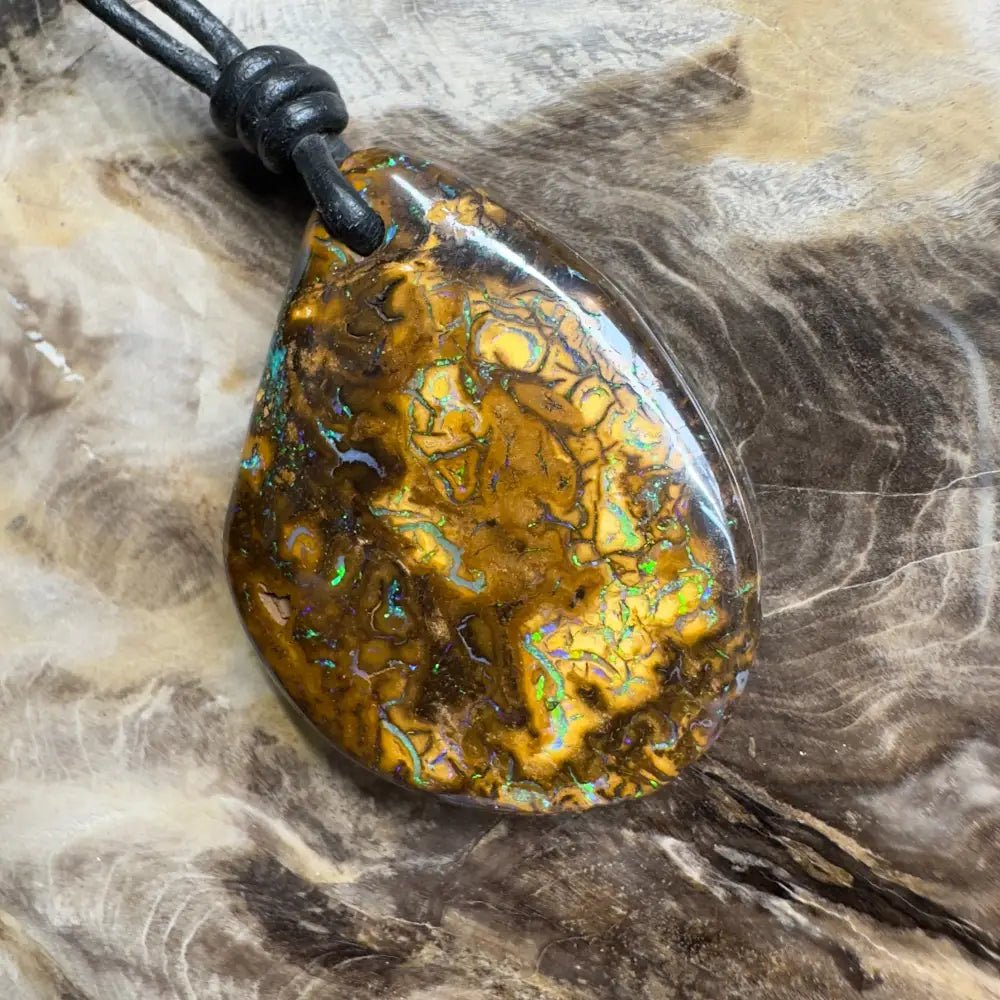 ‘Coastal Cruisin' ~ Handcrafted 60ct Solid Queensland Koroit Opal Pendant Necklace