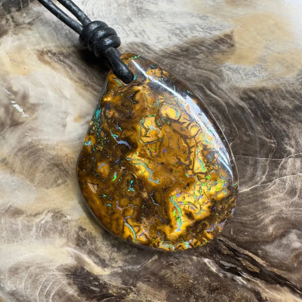 ‘Coastal Cruisin' ~ Handcrafted 60ct Solid Queensland Koroit Opal Pendant Necklace