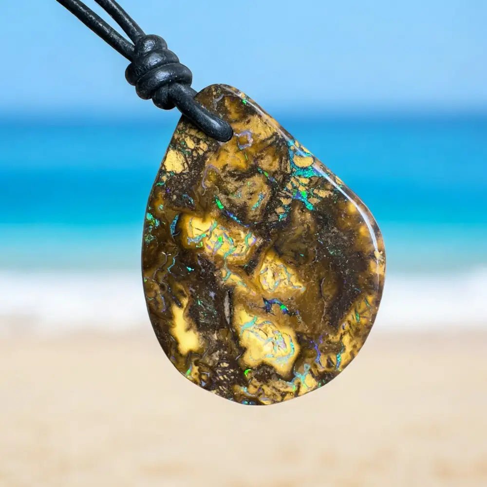 ‘Coastal Cruisin' ~ Handcrafted 60ct Solid Queensland Koroit Opal Pendant Necklace
