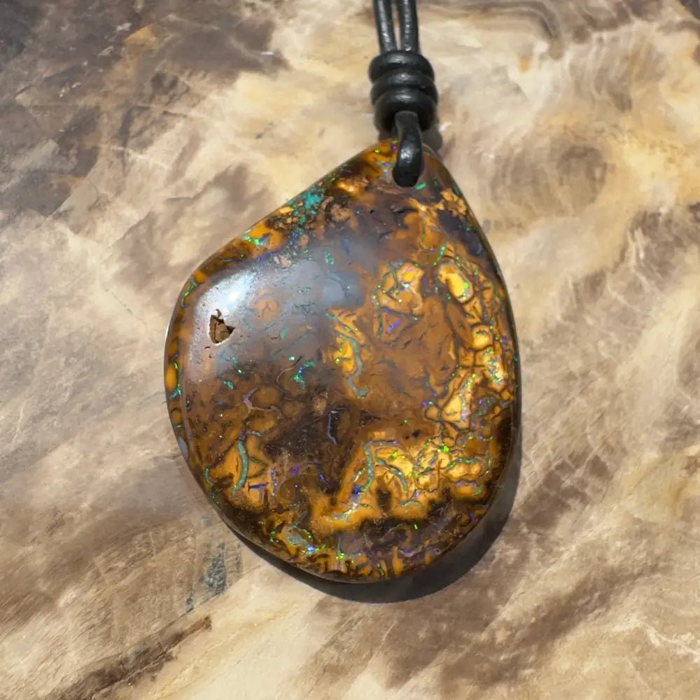 ‘Coastal Cruisin' ~ Handcrafted 60ct Solid Queensland Koroit Opal Pendant Necklace