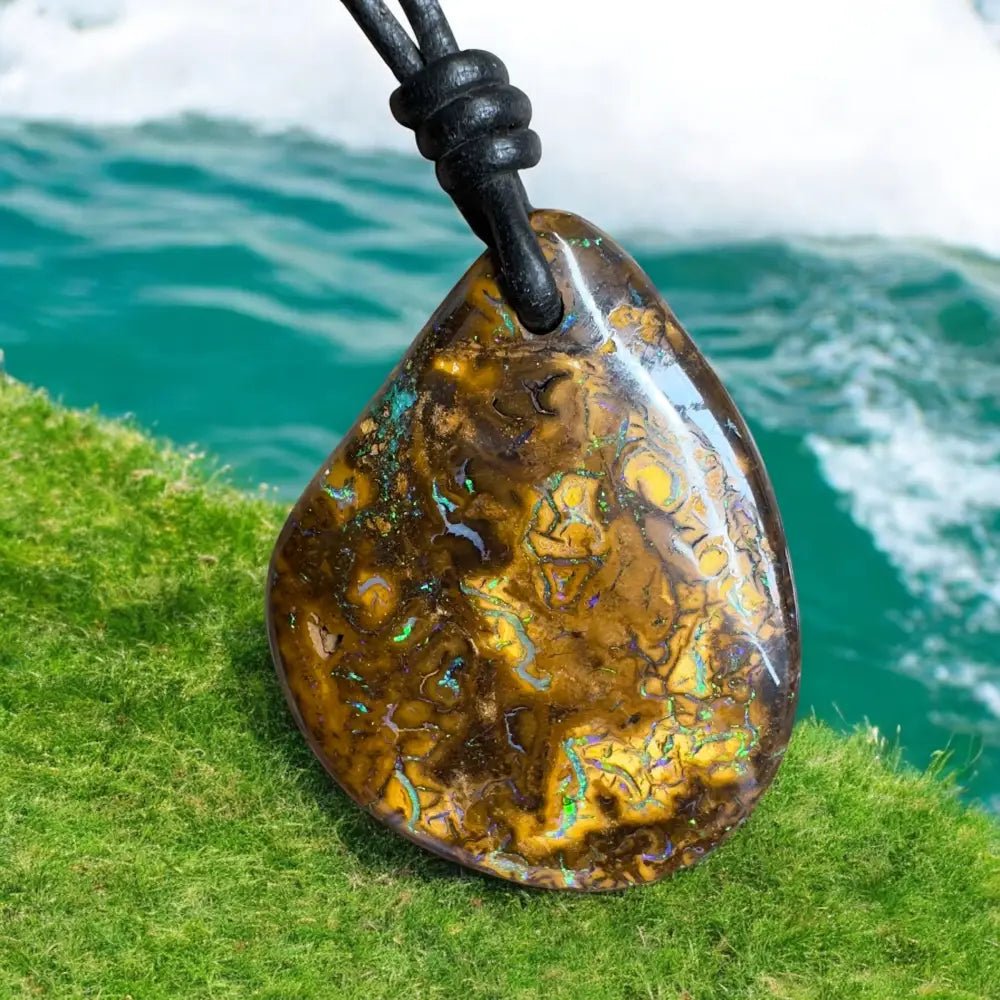 ‘Coastal Cruisin' ~ Handcrafted 60ct Solid Queensland Koroit Opal Pendant Necklace
