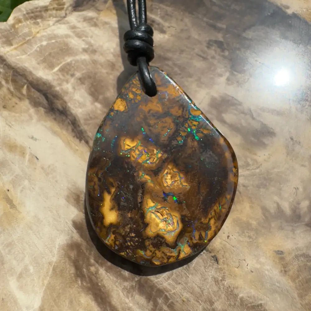 ‘Coastal Cruisin' ~ Handcrafted 60ct Solid Queensland Koroit Opal Pendant Necklace