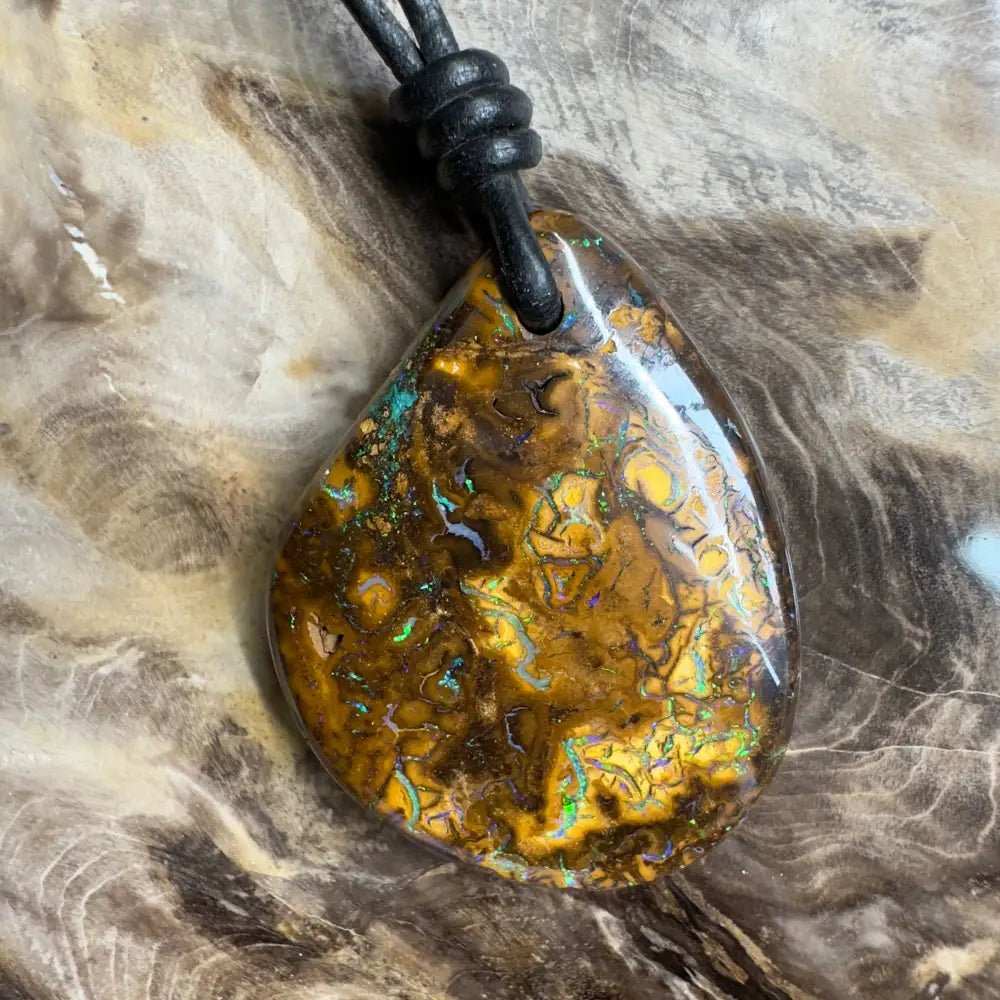 ‘Coastal Cruisin' ~ Handcrafted 60ct Solid Queensland Koroit Opal Pendant Necklace