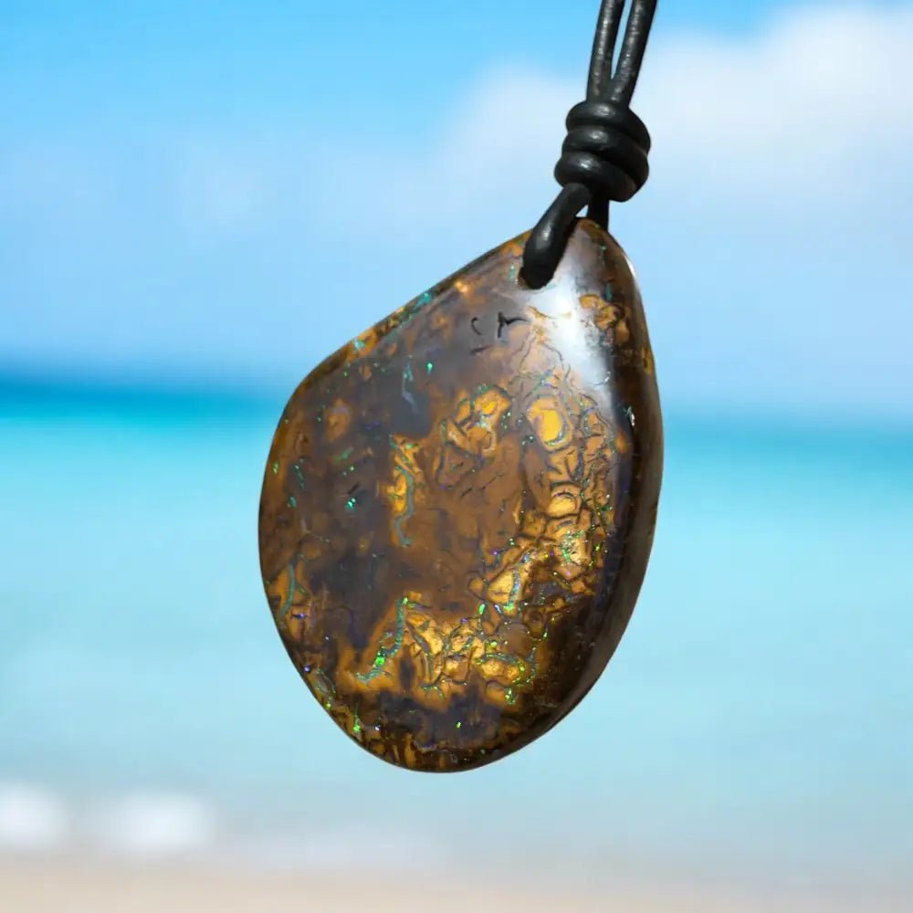 ‘Coastal Cruisin' ~ Handcrafted 60ct Solid Queensland Koroit Opal Pendant Necklace