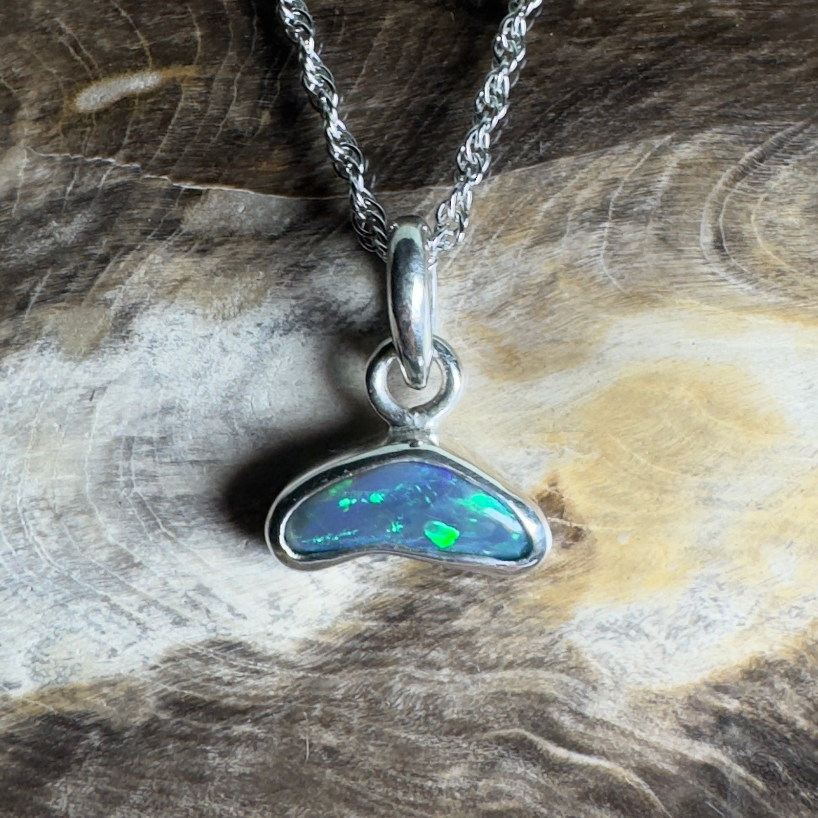 Cobourg Passage ~ 0.85ct Lightning Ridge Black Opal 925 Silver Pendant