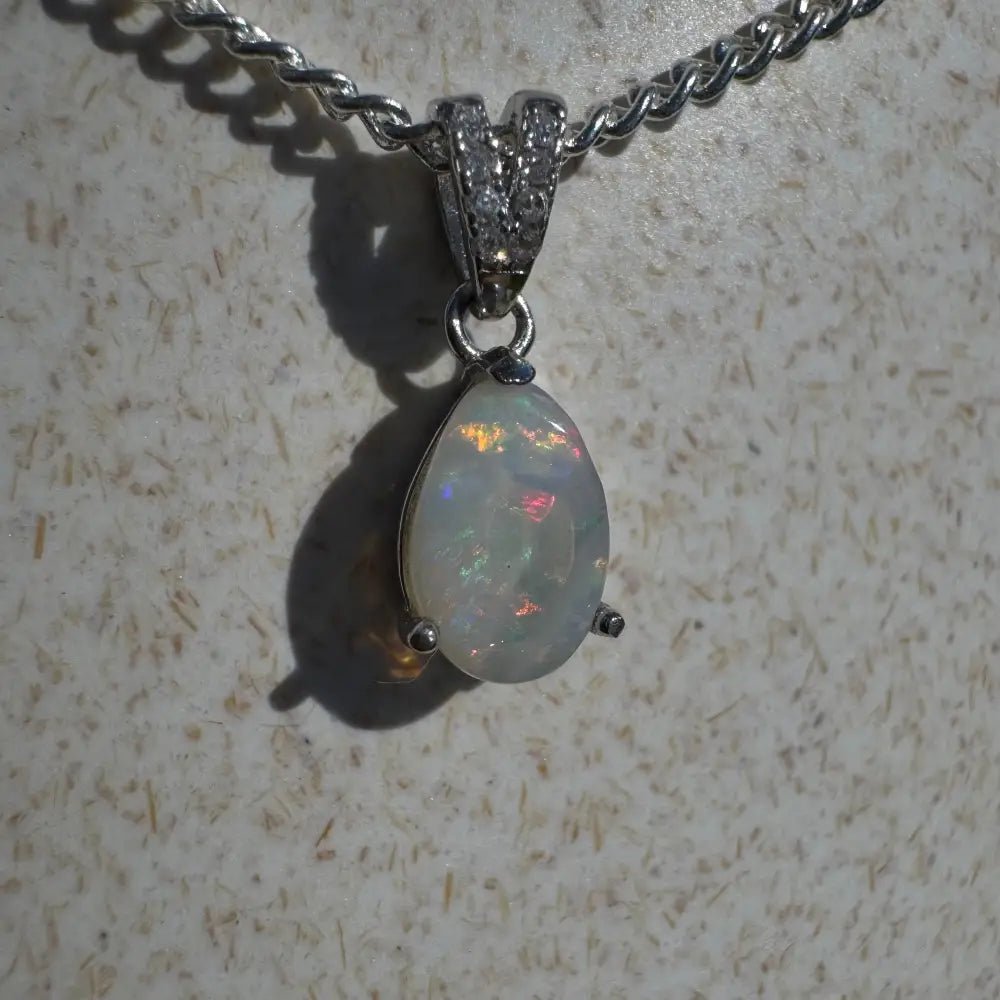 'Colour Fun' ~ Handcrafted 0.5ct Solid Lightning Ridge Opal 925 Sterling Silver Pendant Necklace