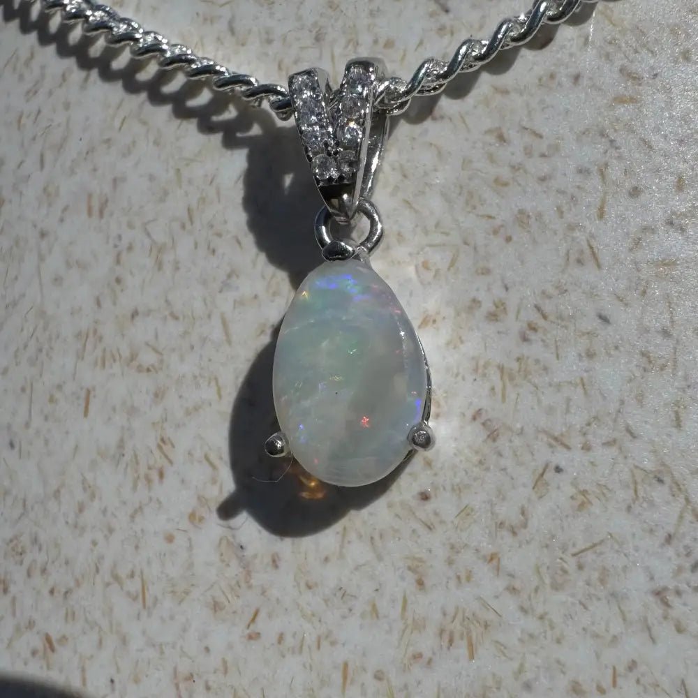 'Colour Fun' ~ Handcrafted 0.5ct Solid Lightning Ridge Opal 925 Sterling Silver Pendant Necklace