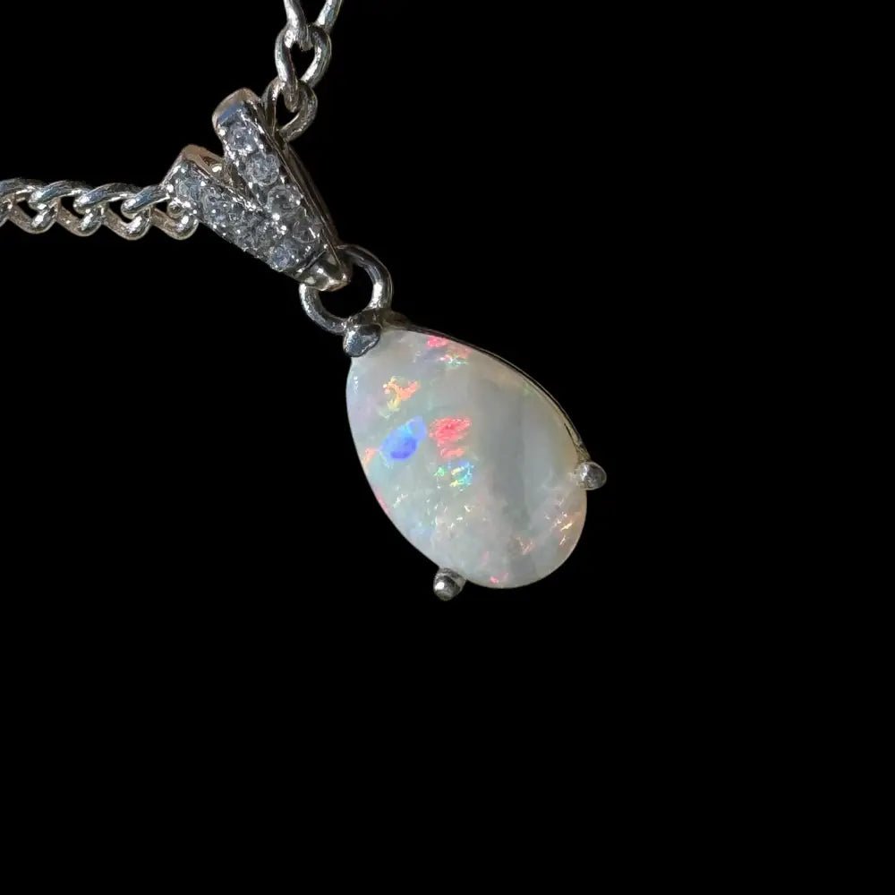 'Colour Fun' ~ Handcrafted 0.5ct Solid Lightning Ridge Opal 925 Sterling Silver Pendant Necklace