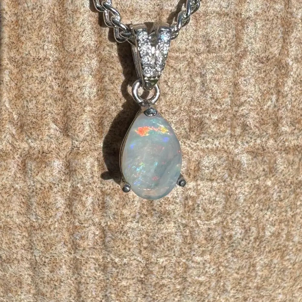 'Colour Fun' ~ Handcrafted 0.5ct Solid Lightning Ridge Opal 925 Sterling Silver Pendant Necklace