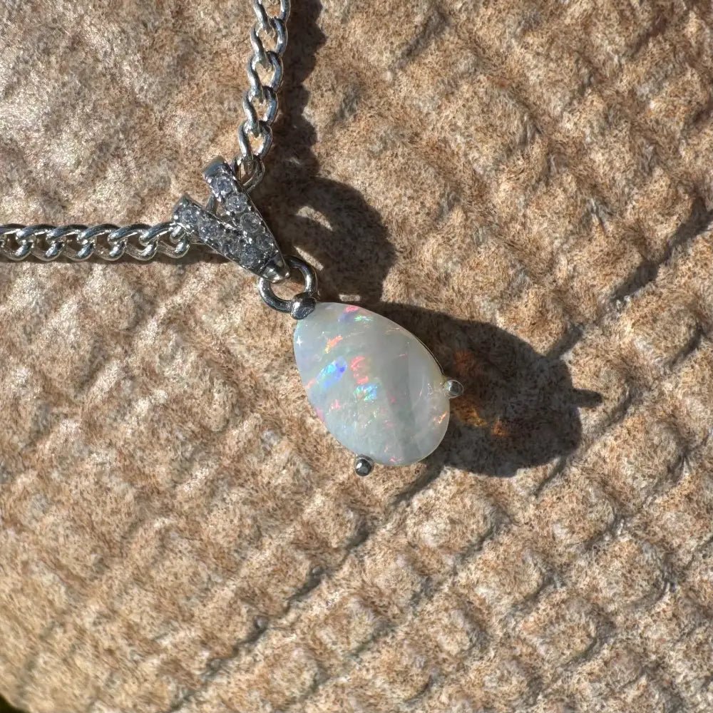 'Colour Fun' ~ Handcrafted 0.5ct Solid Lightning Ridge Opal 925 Sterling Silver Pendant Necklace