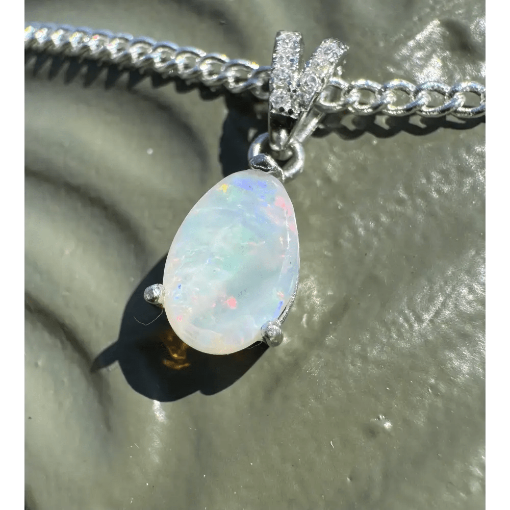 'Colour Fun' ~ Handcrafted 0.5ct Solid Lightning Ridge Opal 925 Sterling Silver Pendant Necklace