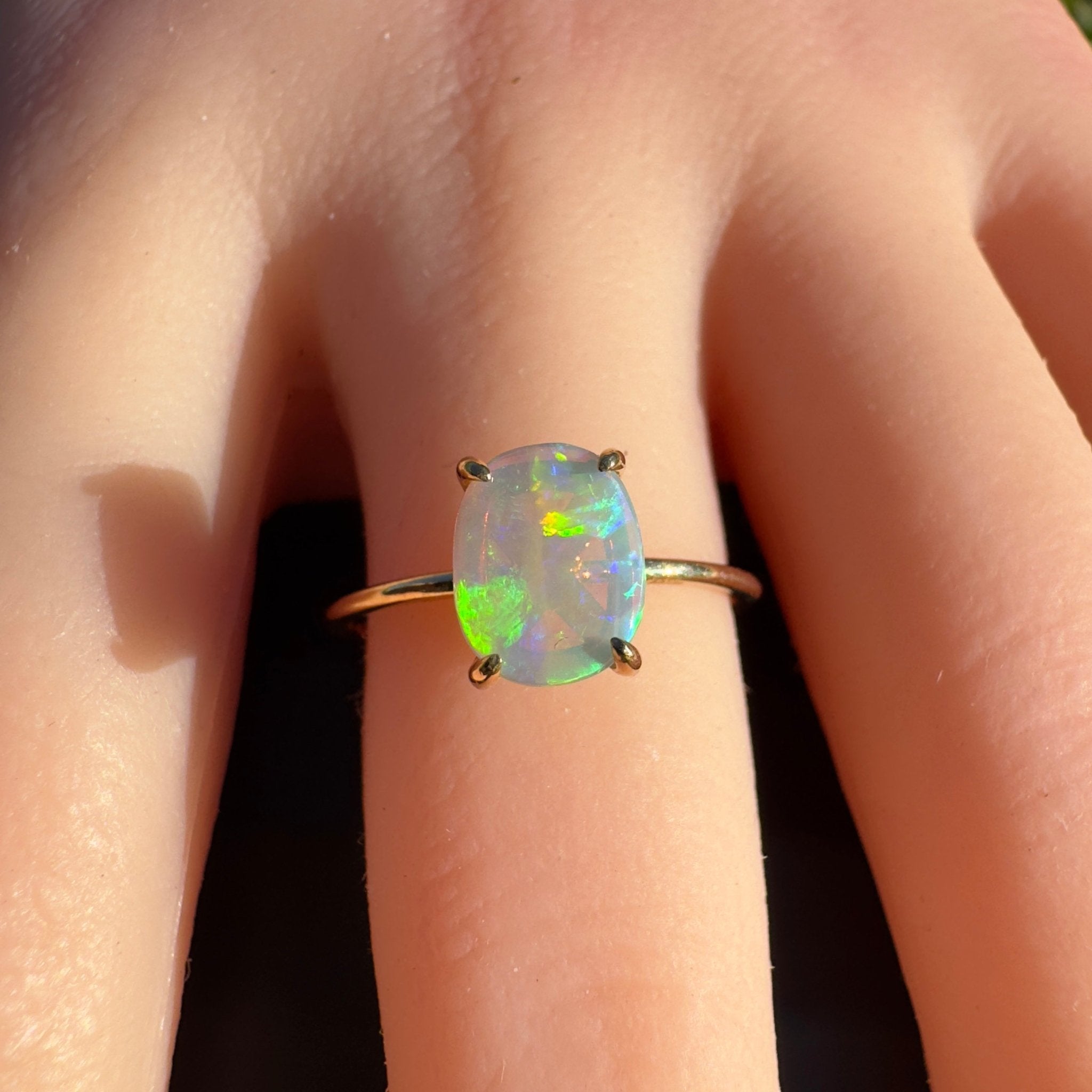 Colours of Australia ~ 1ct Solid Lightning Ridge Opal 9ct Yellow Gold Ring