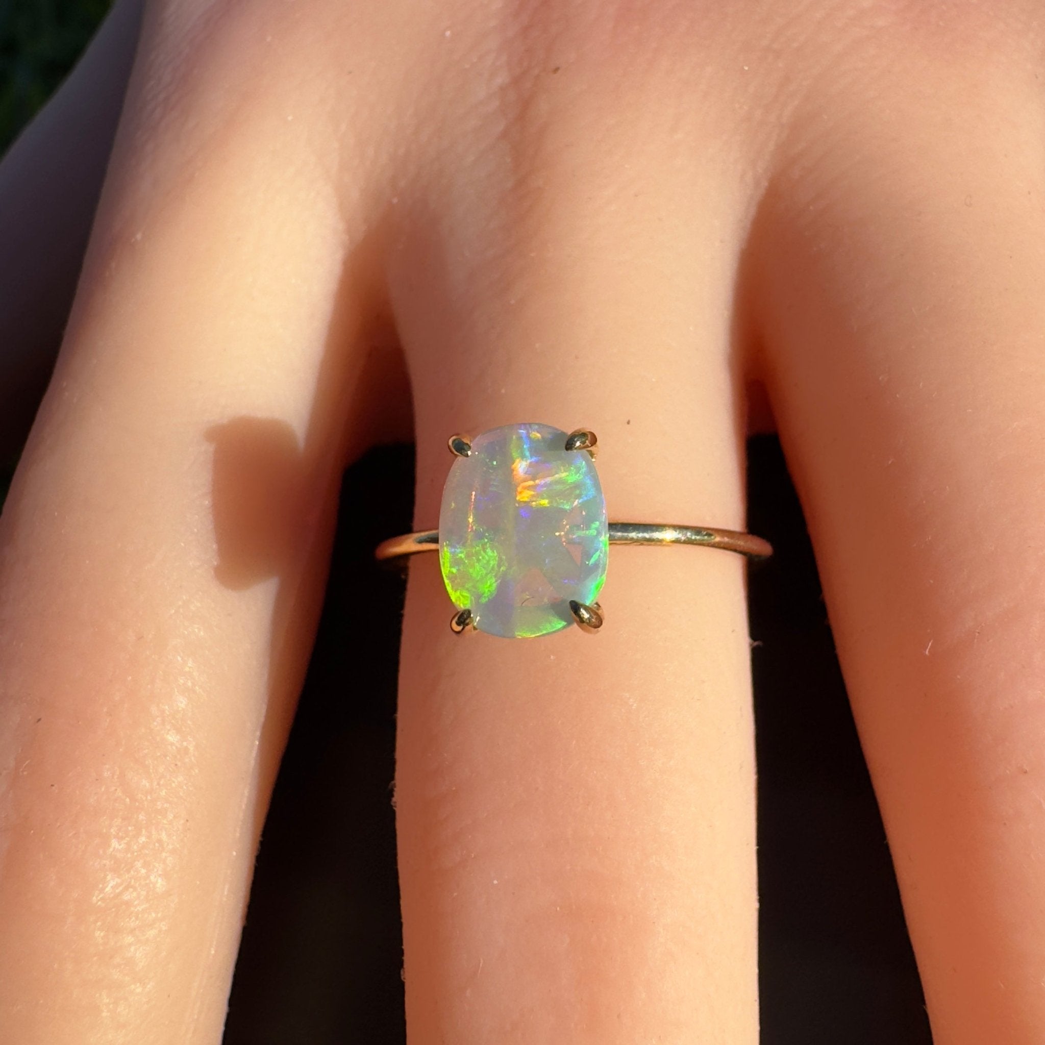 Colours of Australia ~ 1ct Solid Lightning Ridge Opal 9ct Yellow Gold Ring