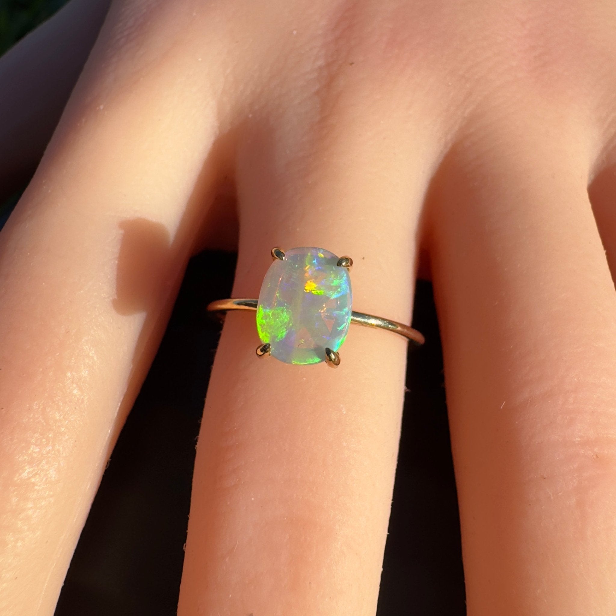 Colours of Australia ~ 1ct Solid Lightning Ridge Opal 9ct Yellow Gold Ring