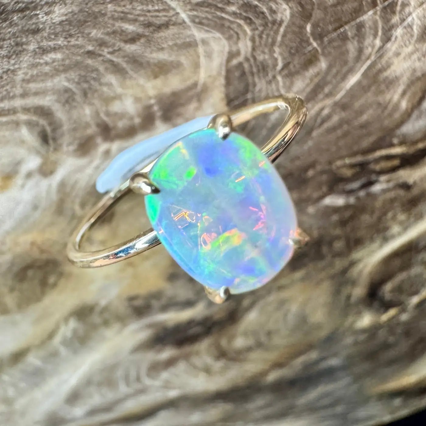 ‘Colours of Australia' ~ Handcrafted 1ct Solid Lightning Ridge Opal 9ct Yellow Gold Ring