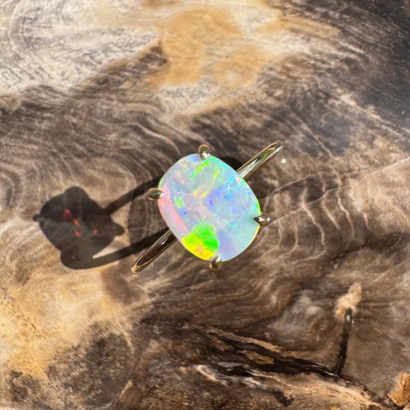‘Colours of Australia' ~ Handcrafted 1ct Solid Lightning Ridge Opal 9ct Yellow Gold Ring