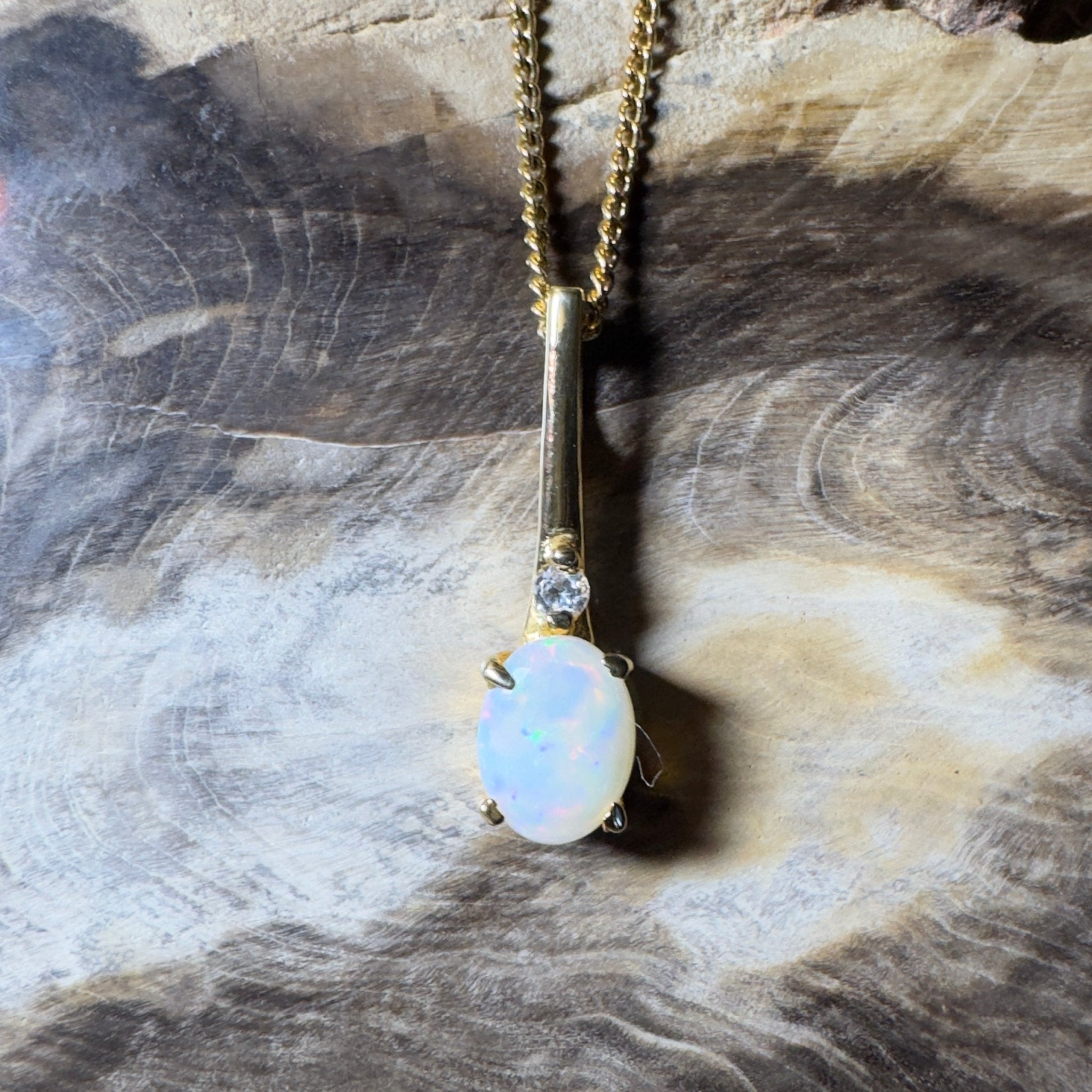 Coober Glow Heart ~ 0.8ct Coober Pedy Opal Gold Coated 925 Silver Pendant