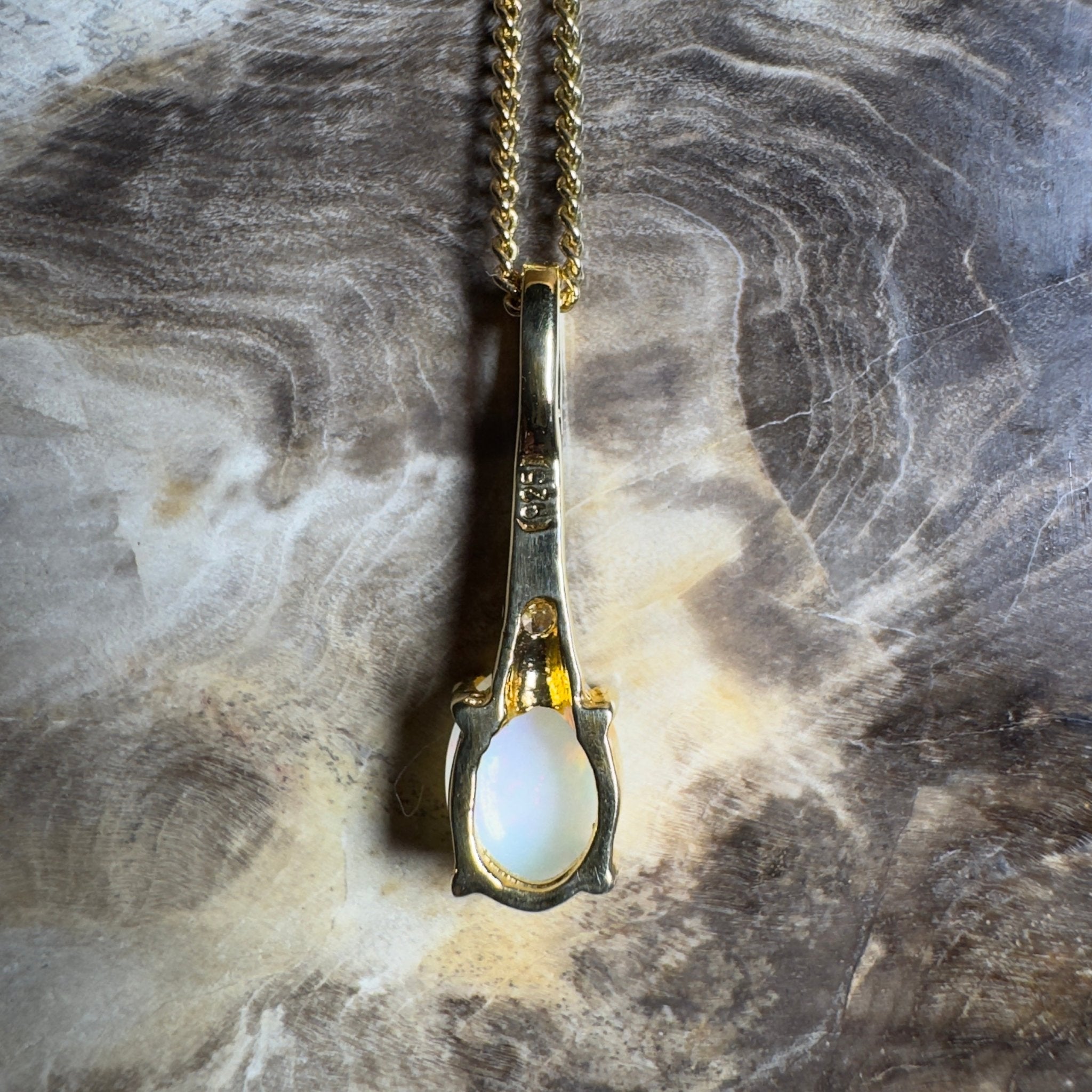 Coober Glow Heart ~ 0.8ct Coober Pedy Opal Gold Coated 925 Silver Pendant