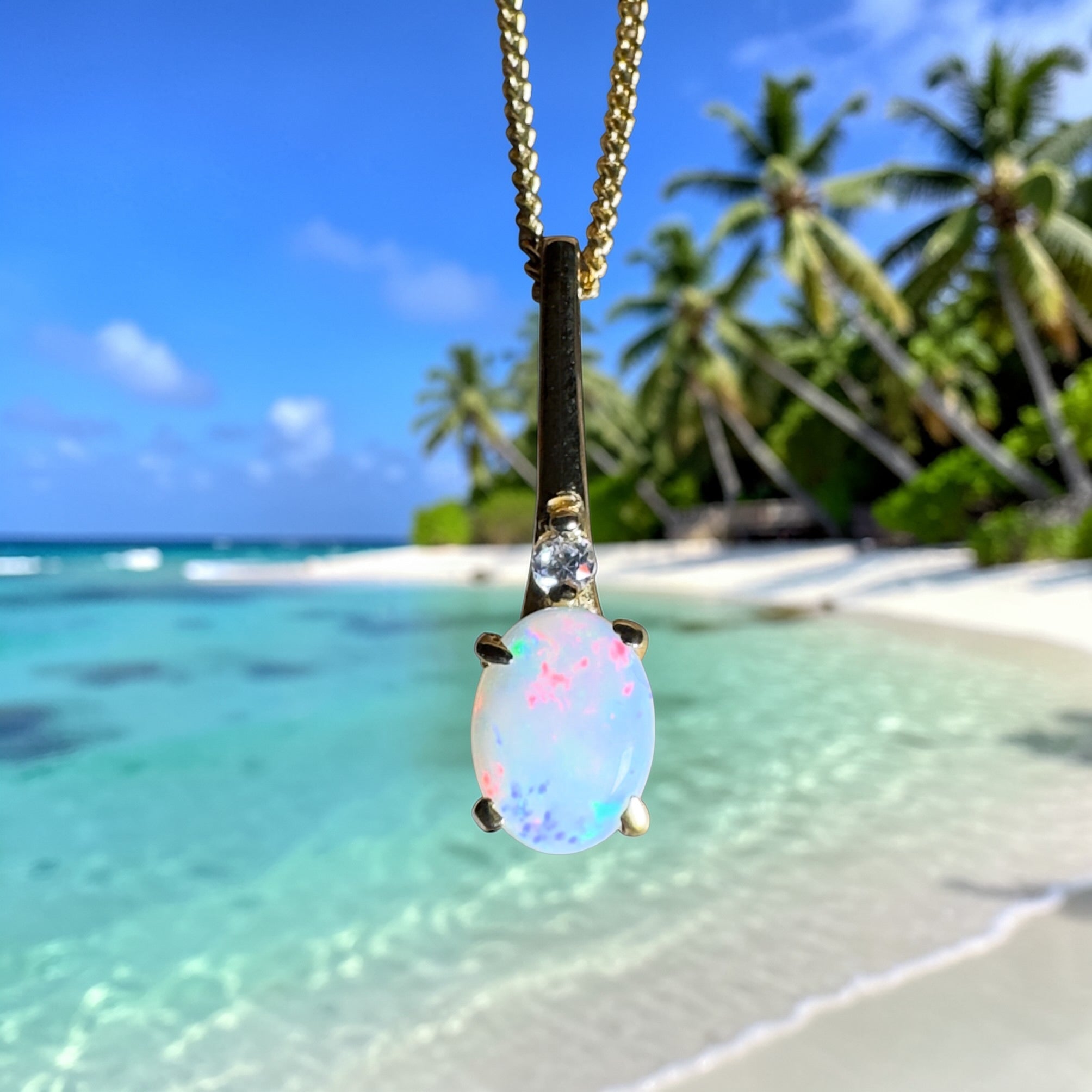 Coober Glow Heart ~ 0.8ct Coober Pedy Opal Gold Coated 925 Silver Pendant