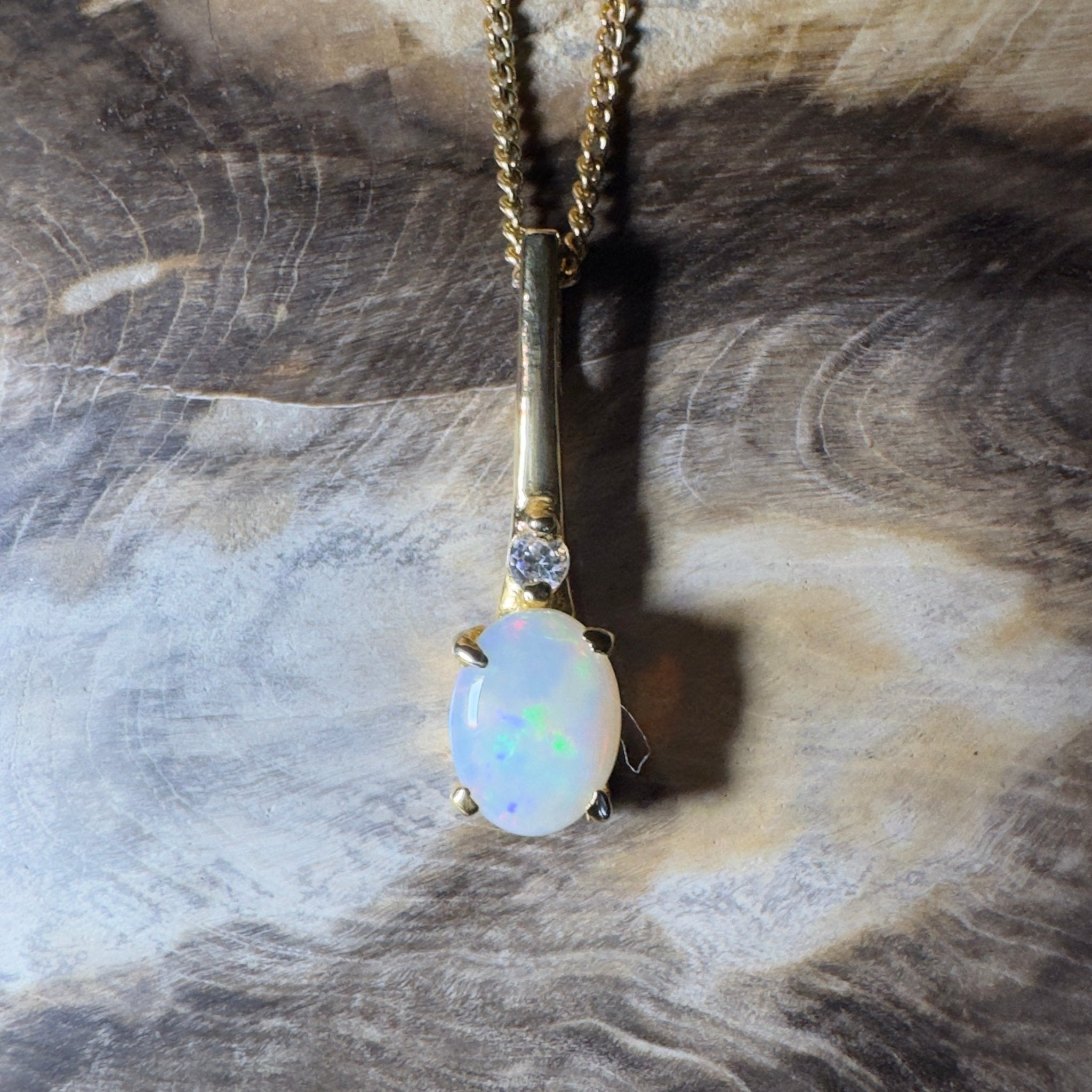 Coober Glow Heart ~ 0.8ct Coober Pedy Opal Gold Coated 925 Silver Pendant