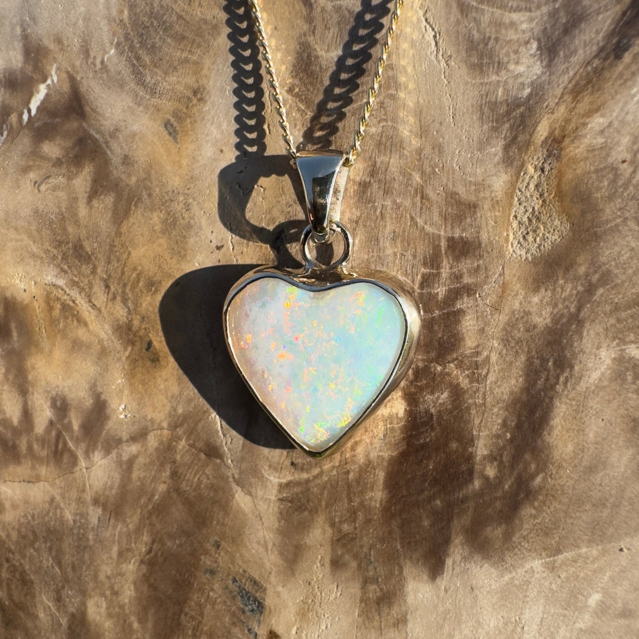 Coober Love ~ 3.5ct Solid Coober Pedy Opal 9ct Australian Gold Pendant