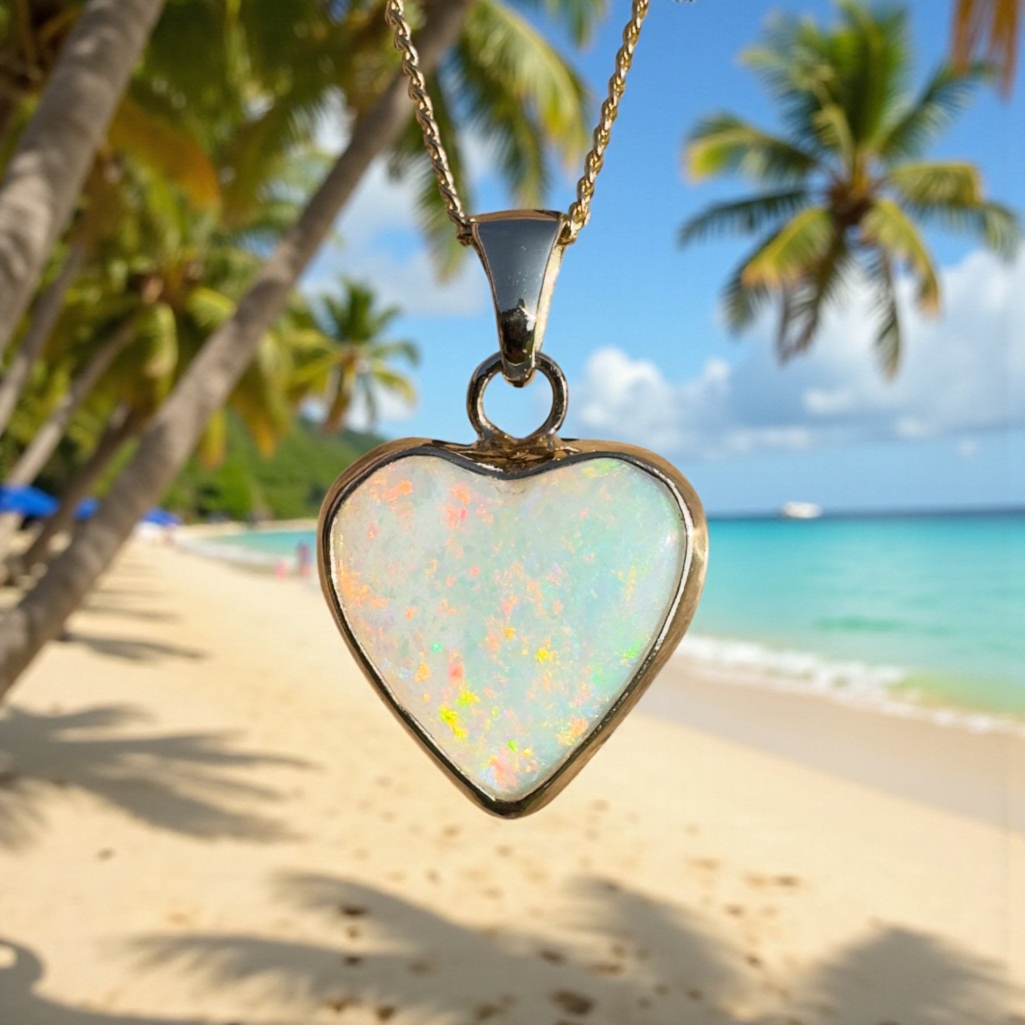 Coober Love ~ 3.5ct Solid Coober Pedy Opal 9ct Australian Gold Pendant