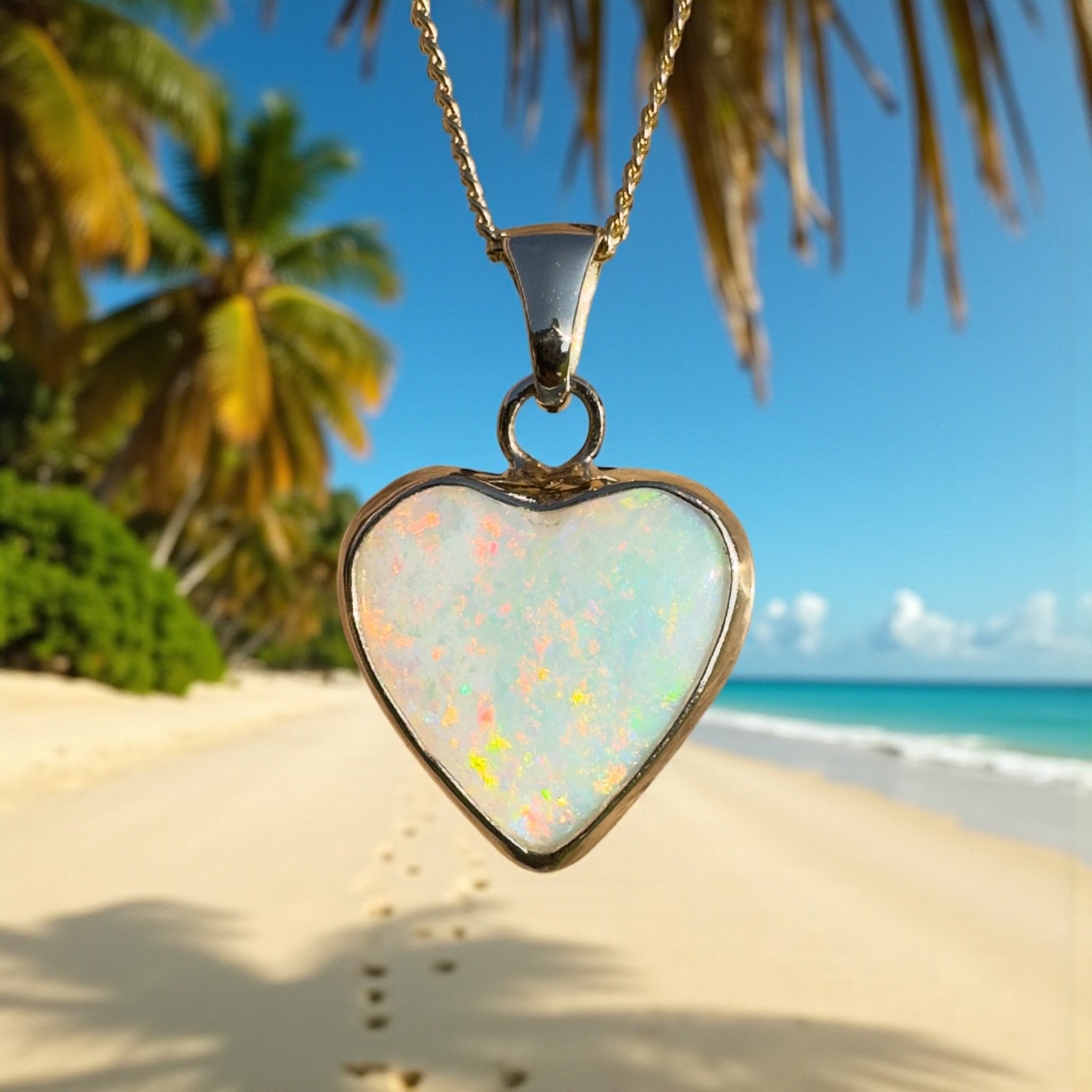 Coober Love ~ 3.5ct Solid Coober Pedy Opal 9ct Australian Gold Pendant