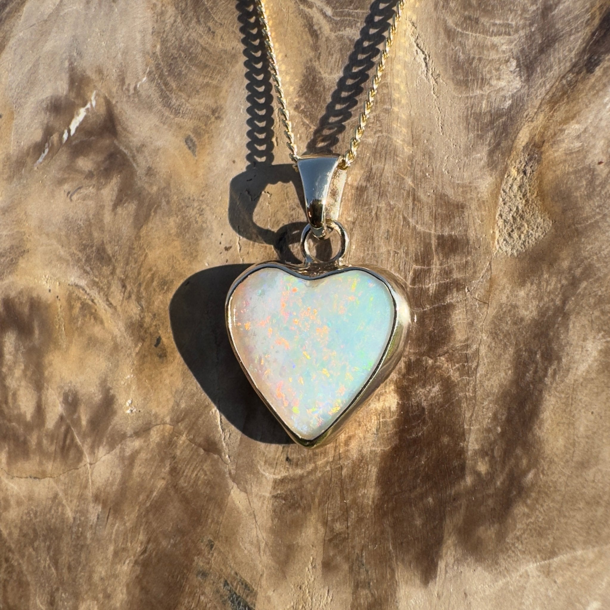 Coober Love ~ 3.5ct Solid Coober Pedy Opal 9ct Australian Gold Pendant