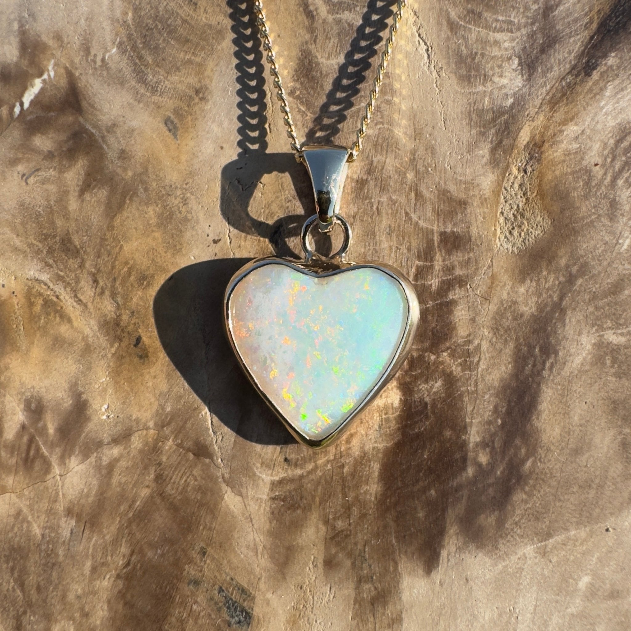 Coober Love ~ 3.5ct Solid Coober Pedy Opal 9ct Australian Gold Pendant