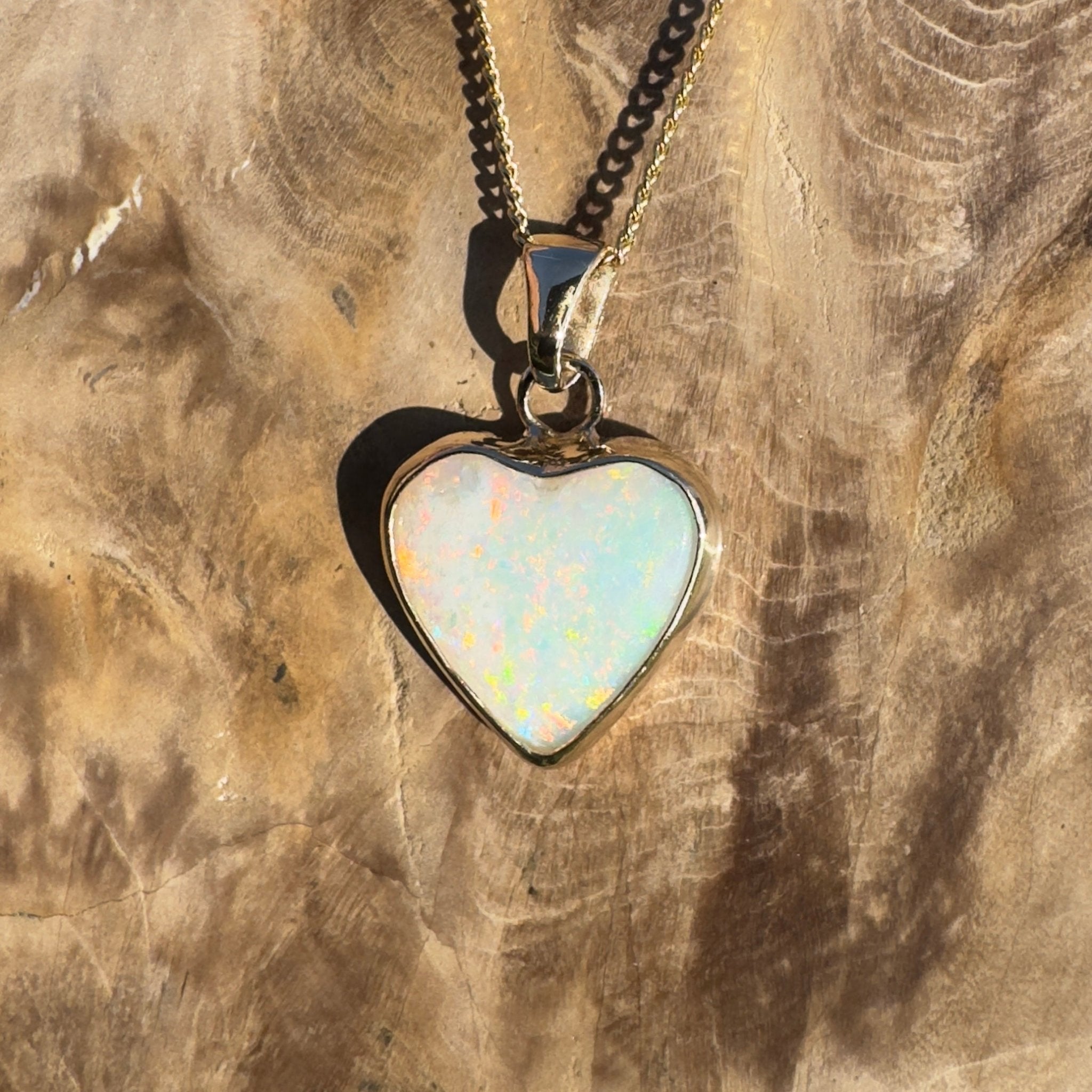 Coober Love ~ 3.5ct Solid Coober Pedy Opal 9ct Australian Gold Pendant