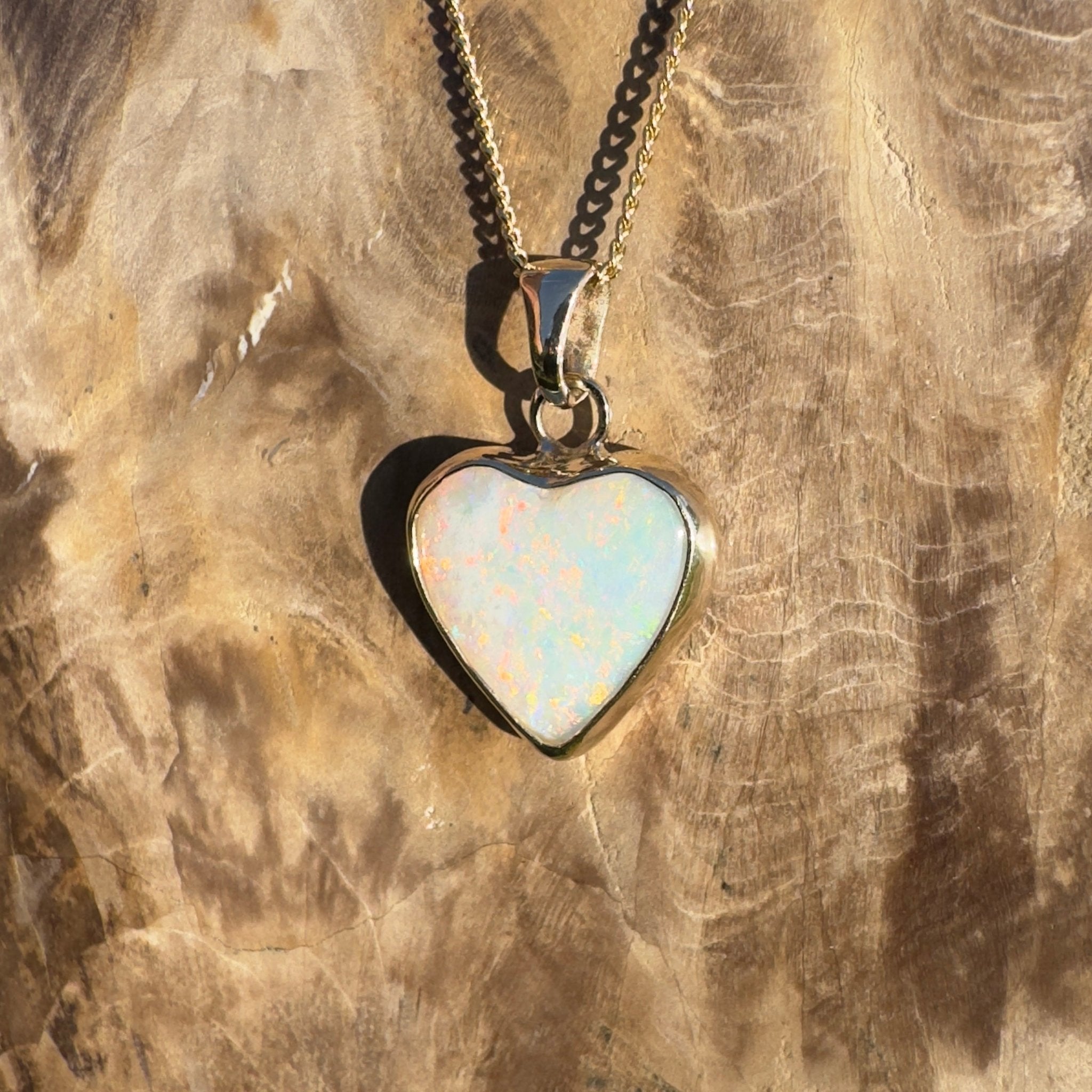 Coober Love ~ 3.5ct Solid Coober Pedy Opal 9ct Australian Gold Pendant