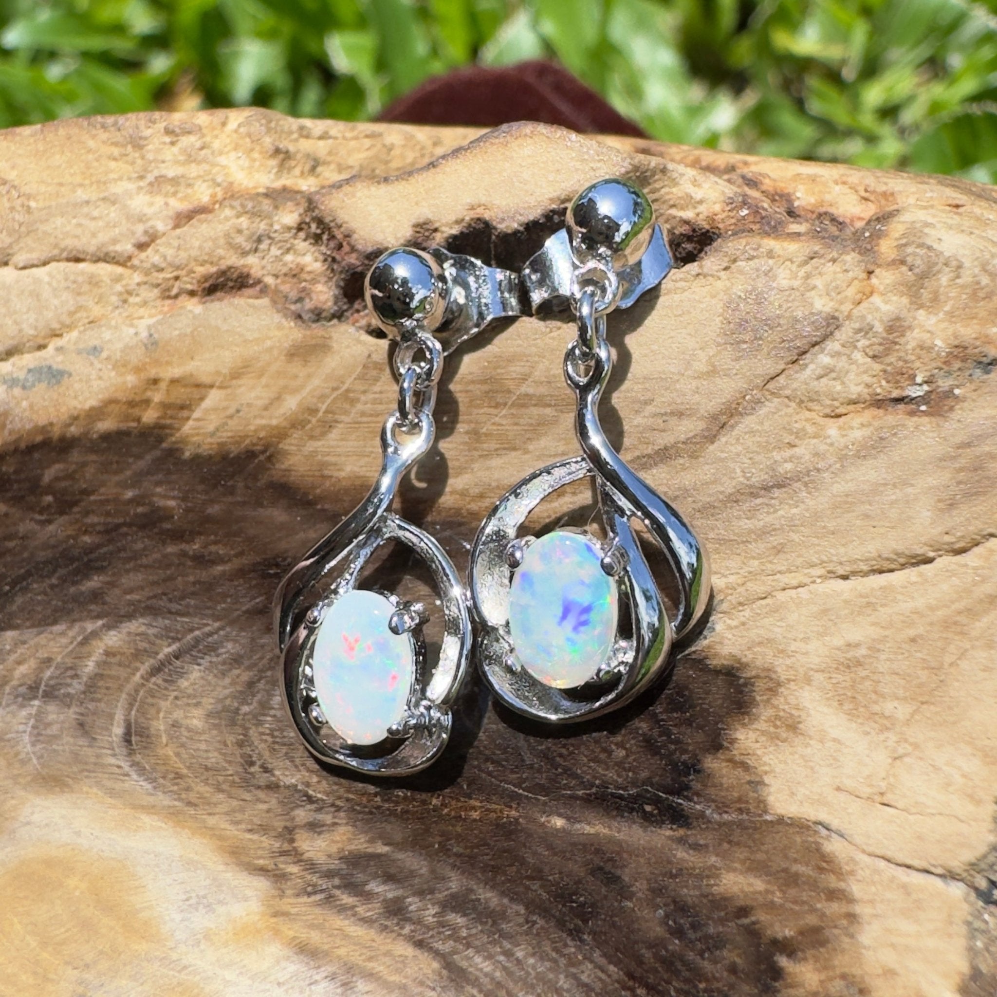 Coober Pedy Light Drop - 0.6ct Coober Pedy Opal 925 Silver Earrings