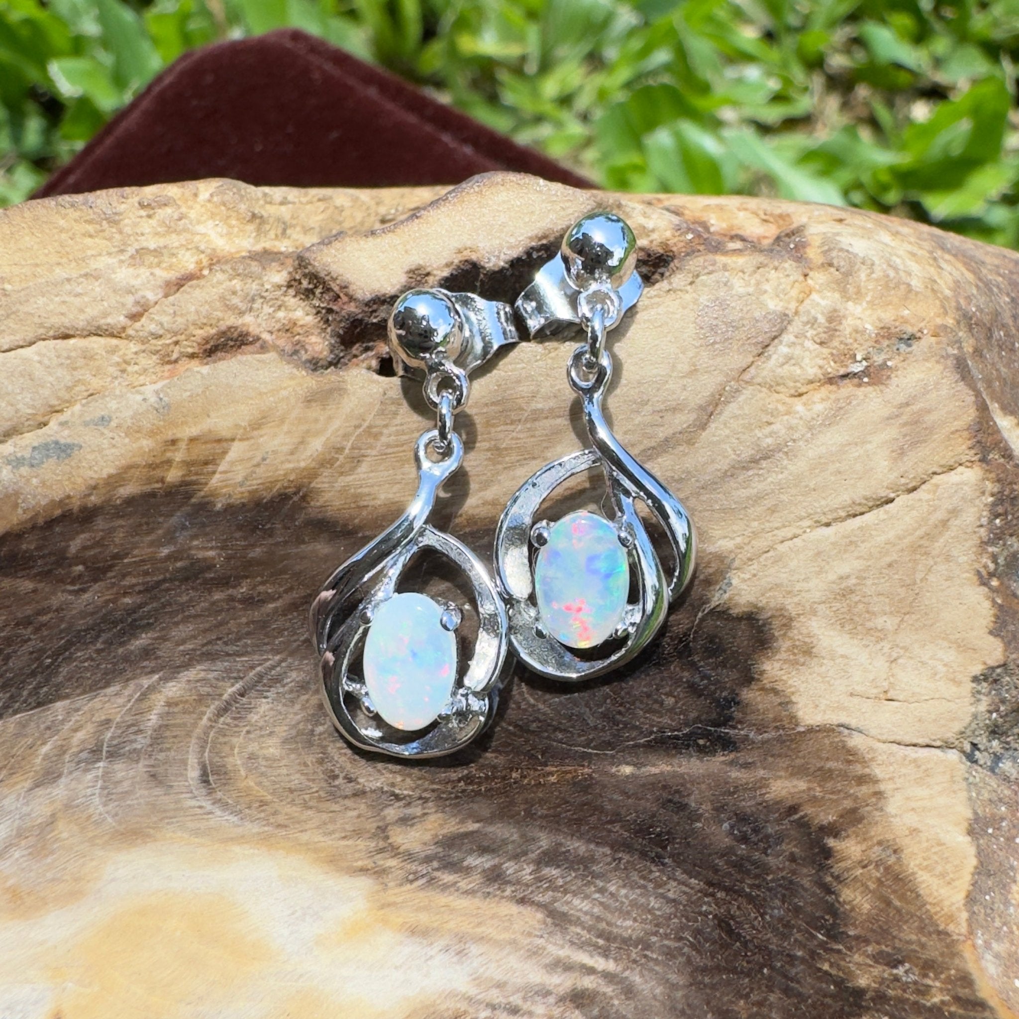 Coober Pedy Light Drop - 0.6ct Coober Pedy Opal 925 Silver Earrings