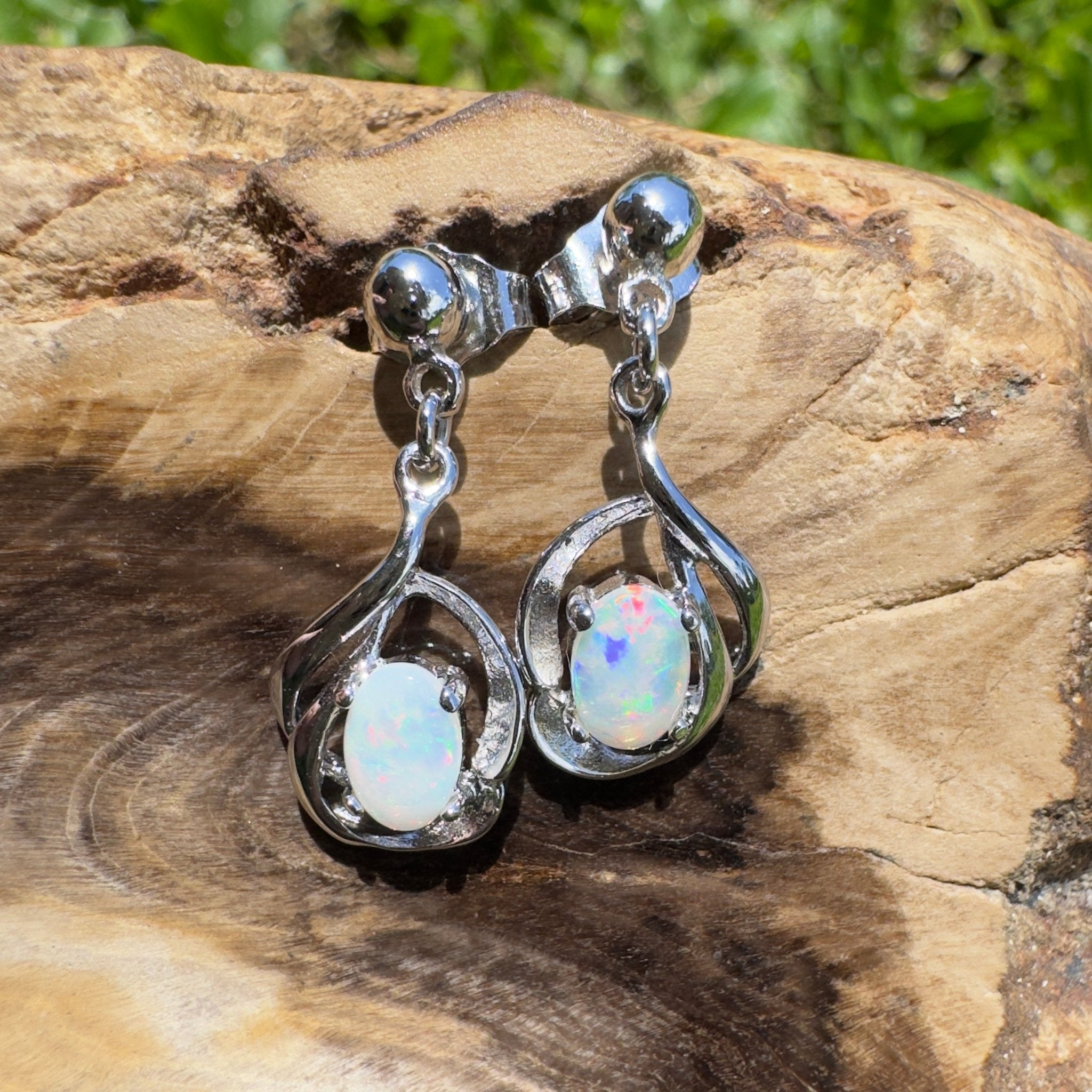Coober Pedy Light Drop - 0.6ct Coober Pedy Opal 925 Silver Earrings