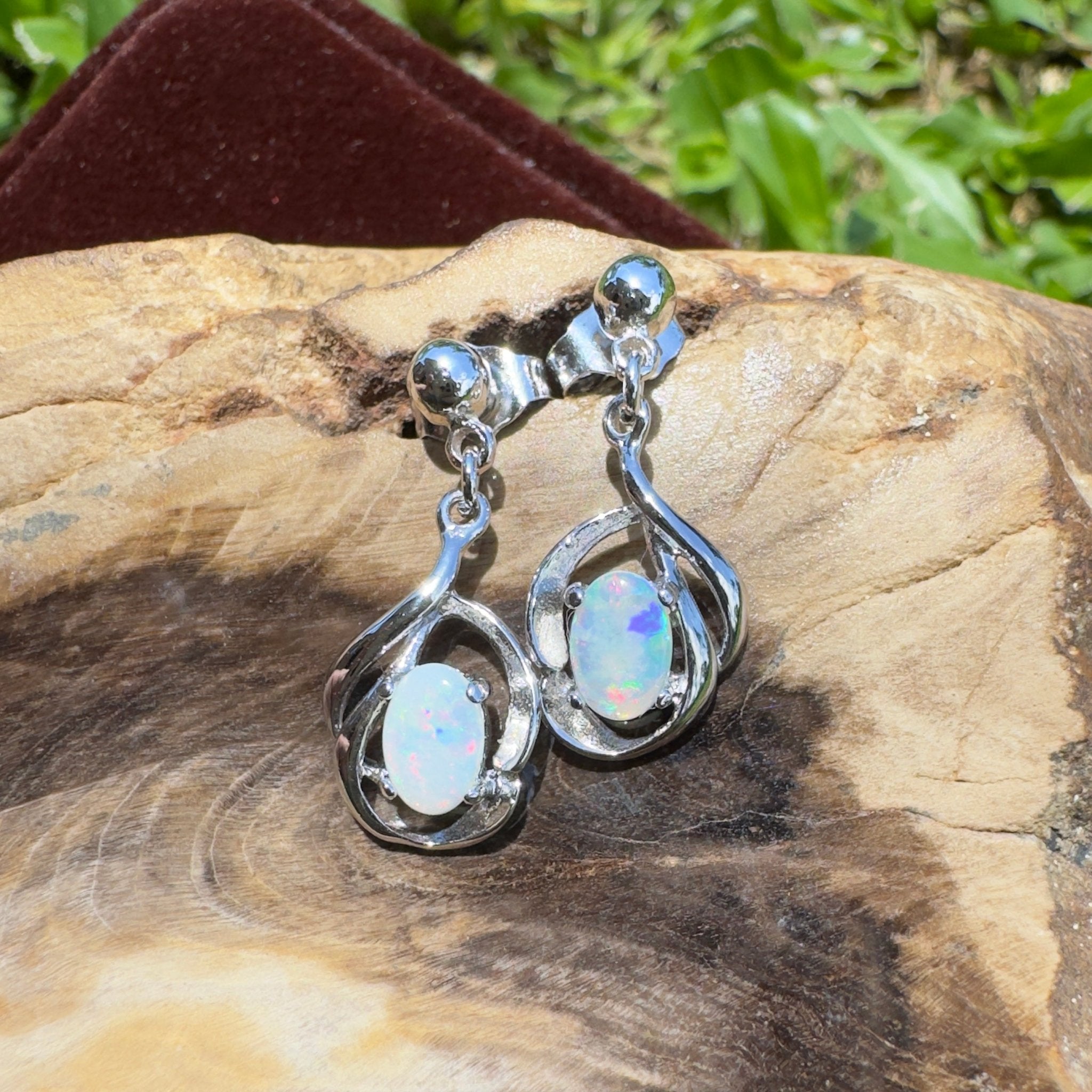 Coober Pedy Light Drop - 0.6ct Coober Pedy Opal 925 Silver Earrings