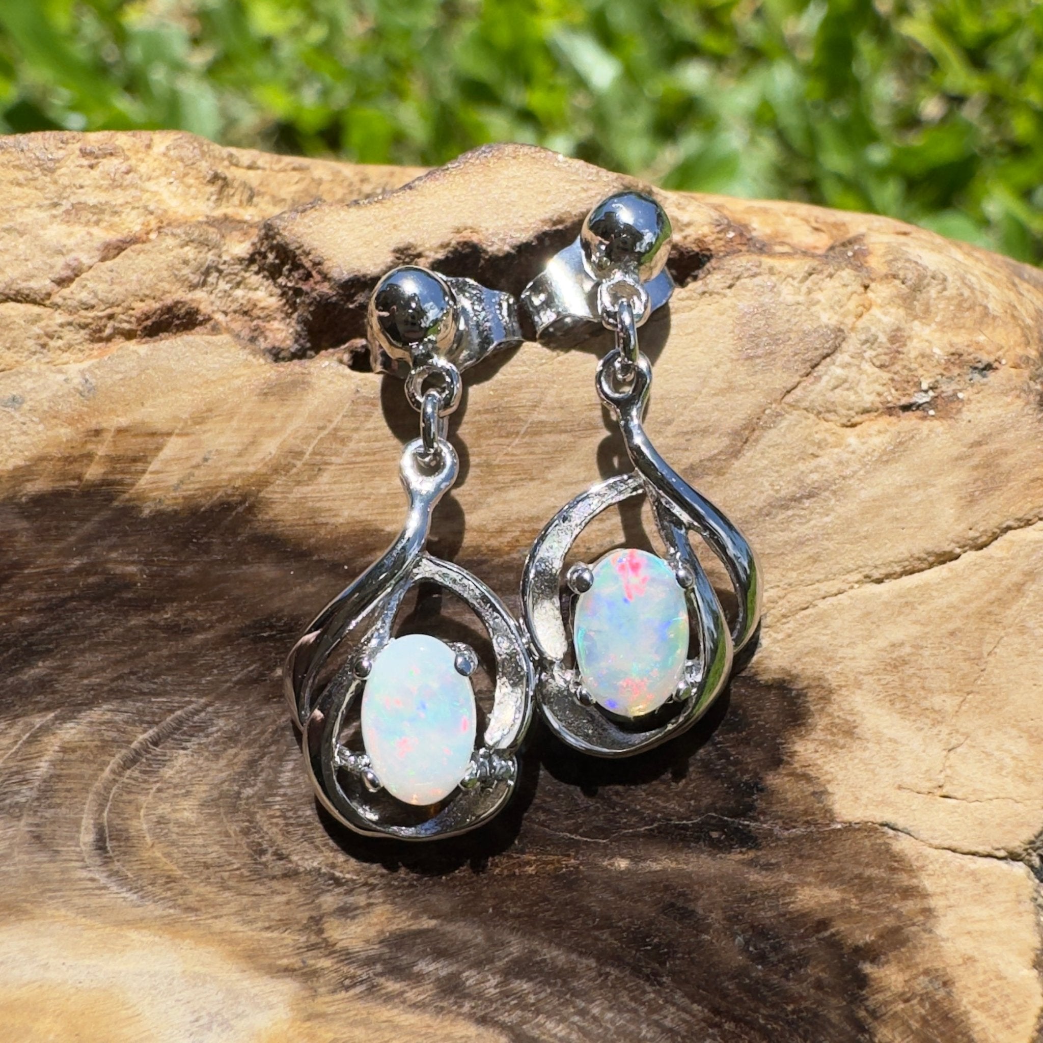 Coober Pedy Light Drop - 0.6ct Coober Pedy Opal 925 Silver Earrings