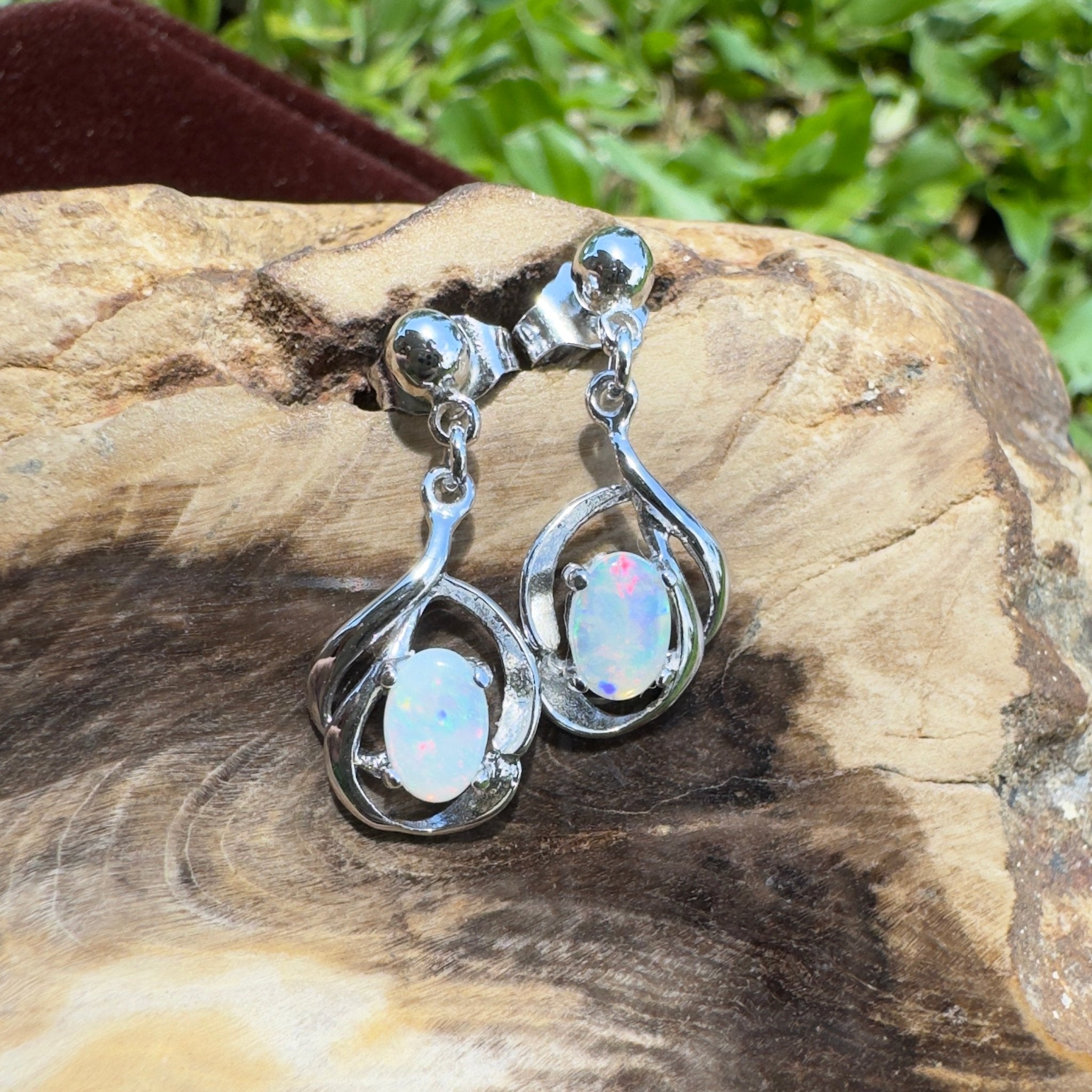 Coober Pedy Light Drop - 0.6ct Coober Pedy Opal 925 Silver Earrings
