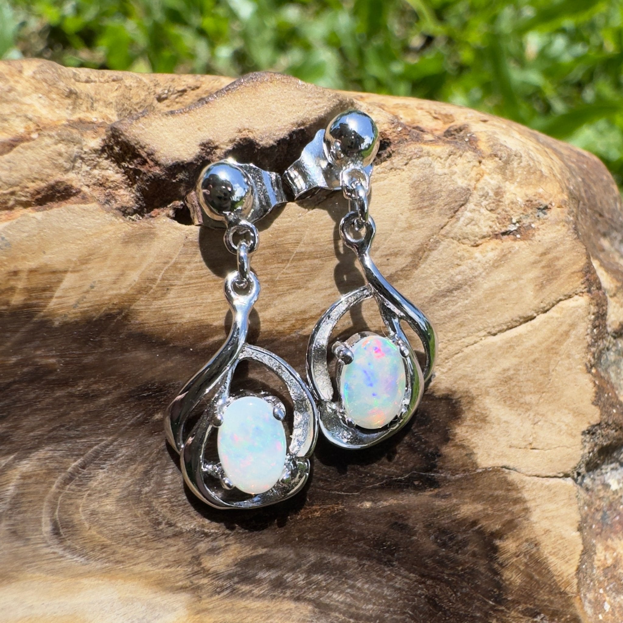 Coober Pedy Light Drop - 0.6ct Coober Pedy Opal 925 Silver Earrings