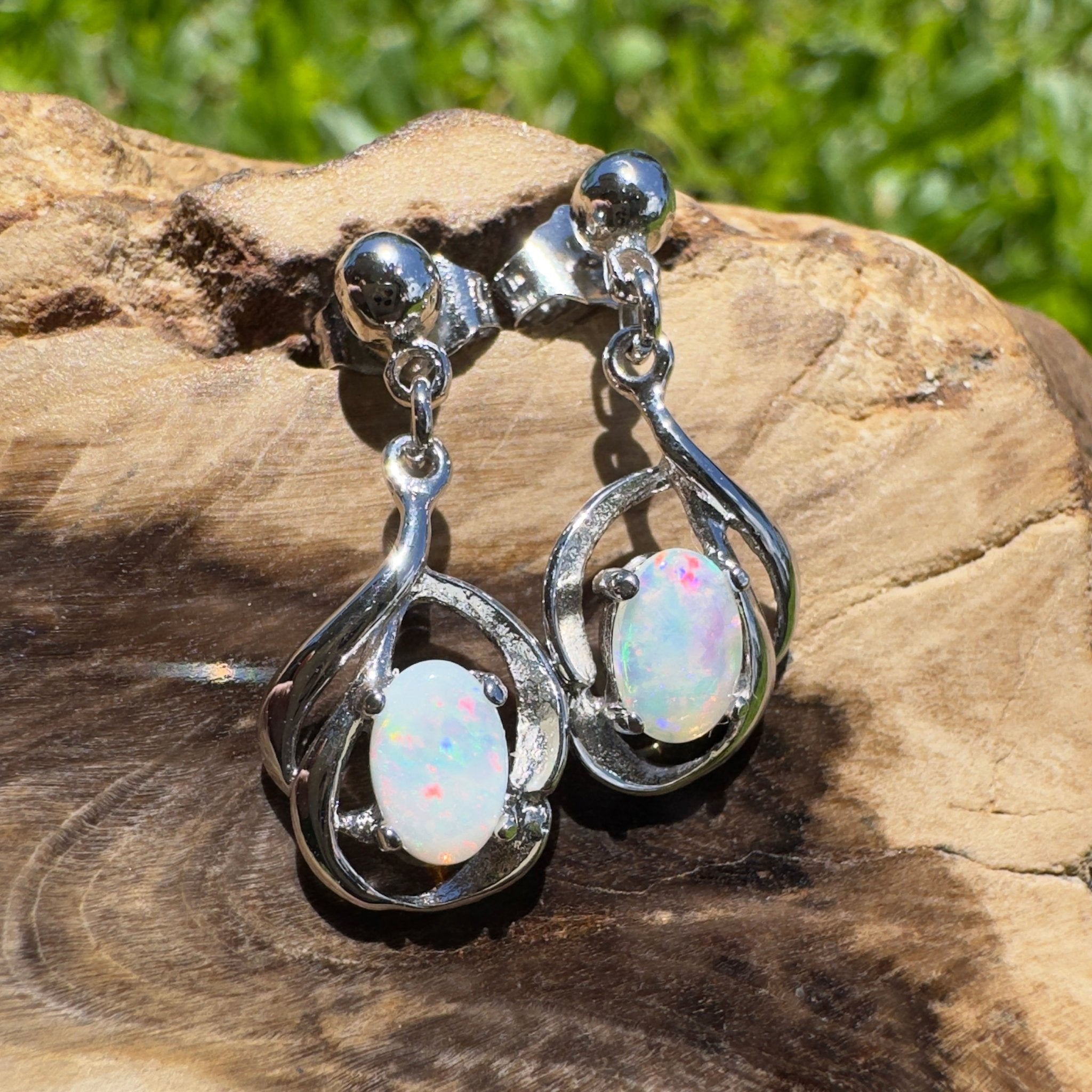 Coober Pedy Light Drop - 0.6ct Coober Pedy Opal 925 Silver Earrings